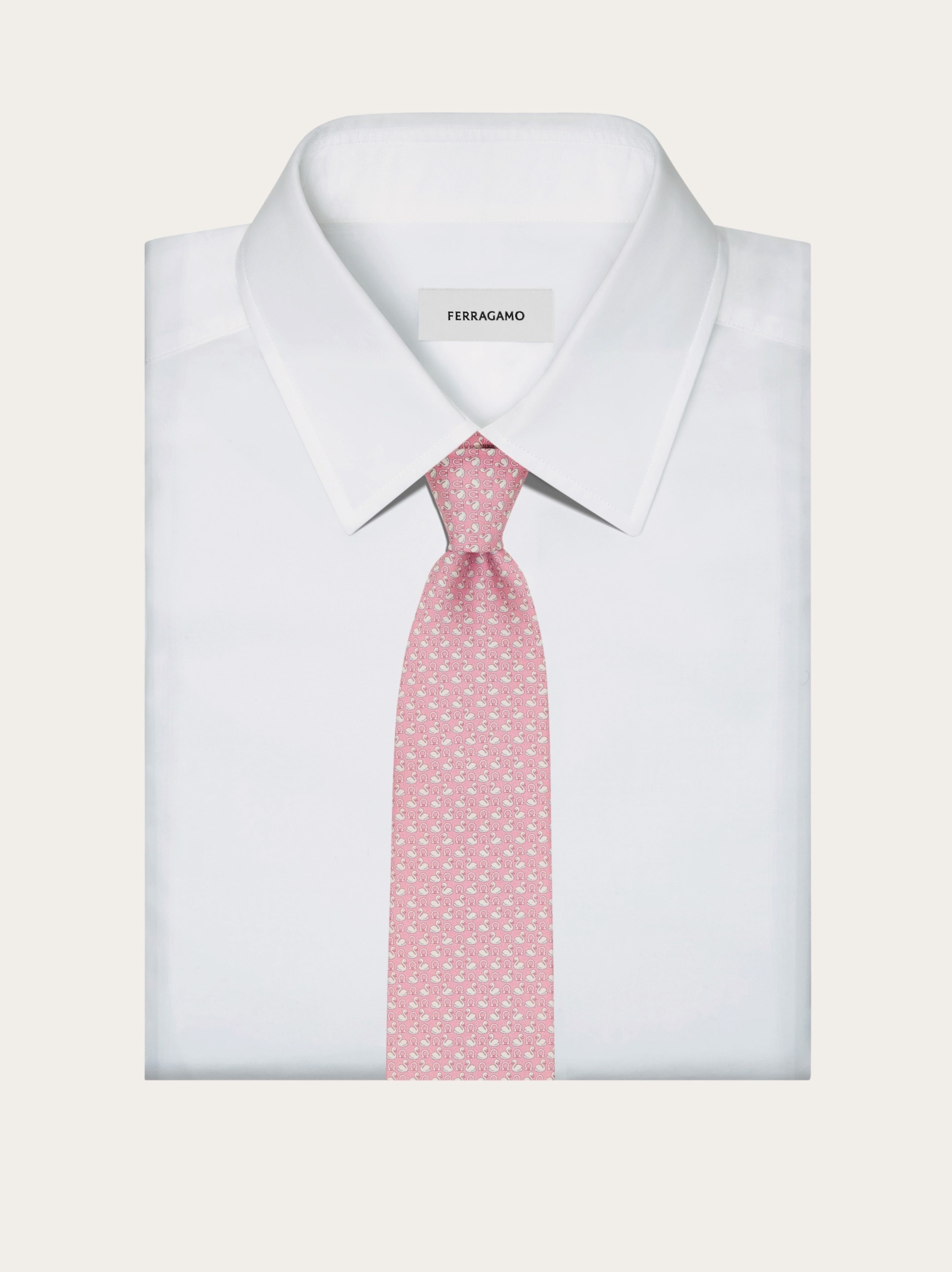 Swan print silk tie - 4