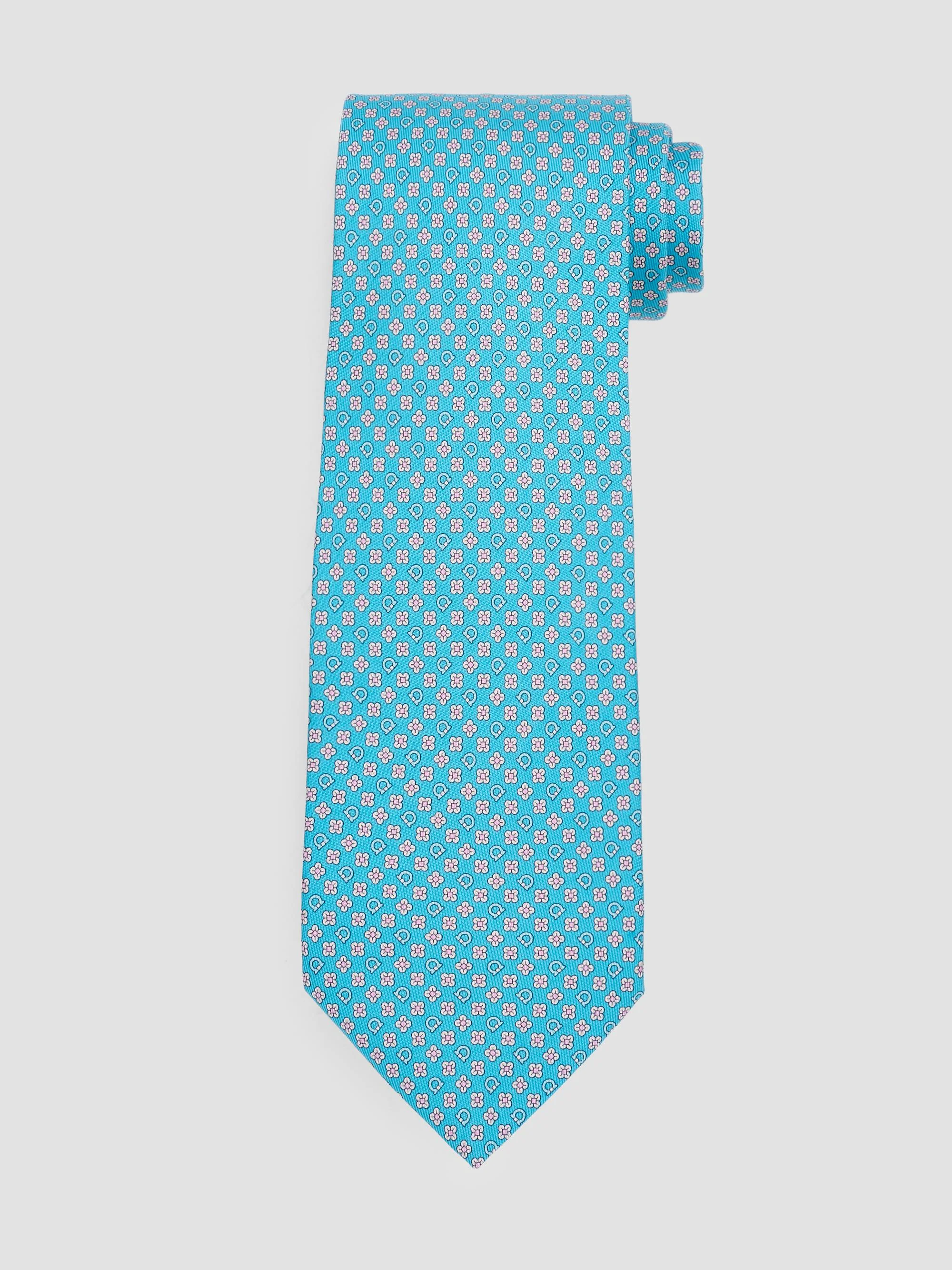 Men's Floral-Gancio Silk Tie - Blue - 1