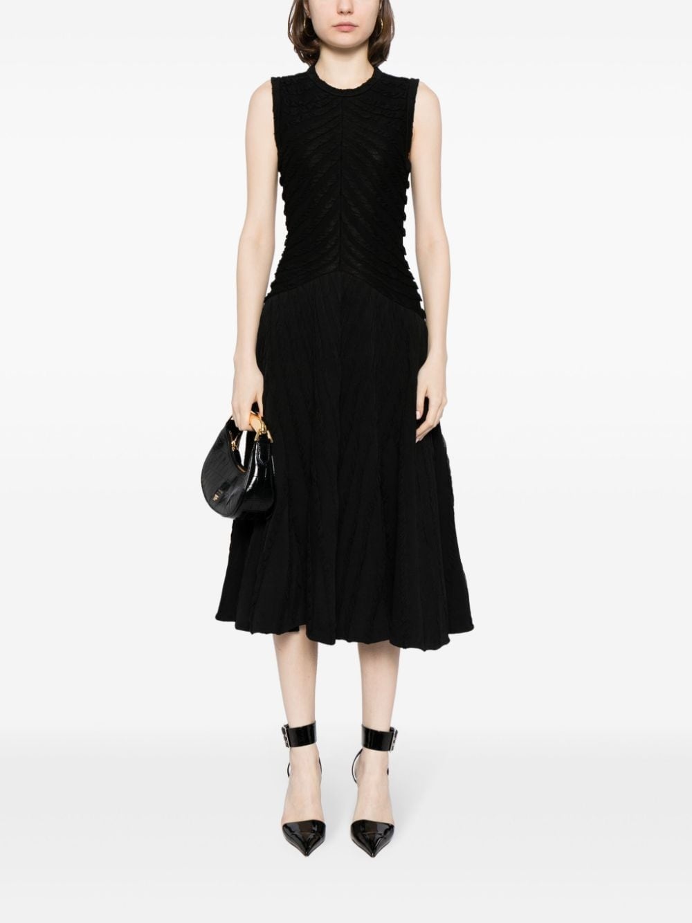 textured cupro-silk blend midi dress - 2