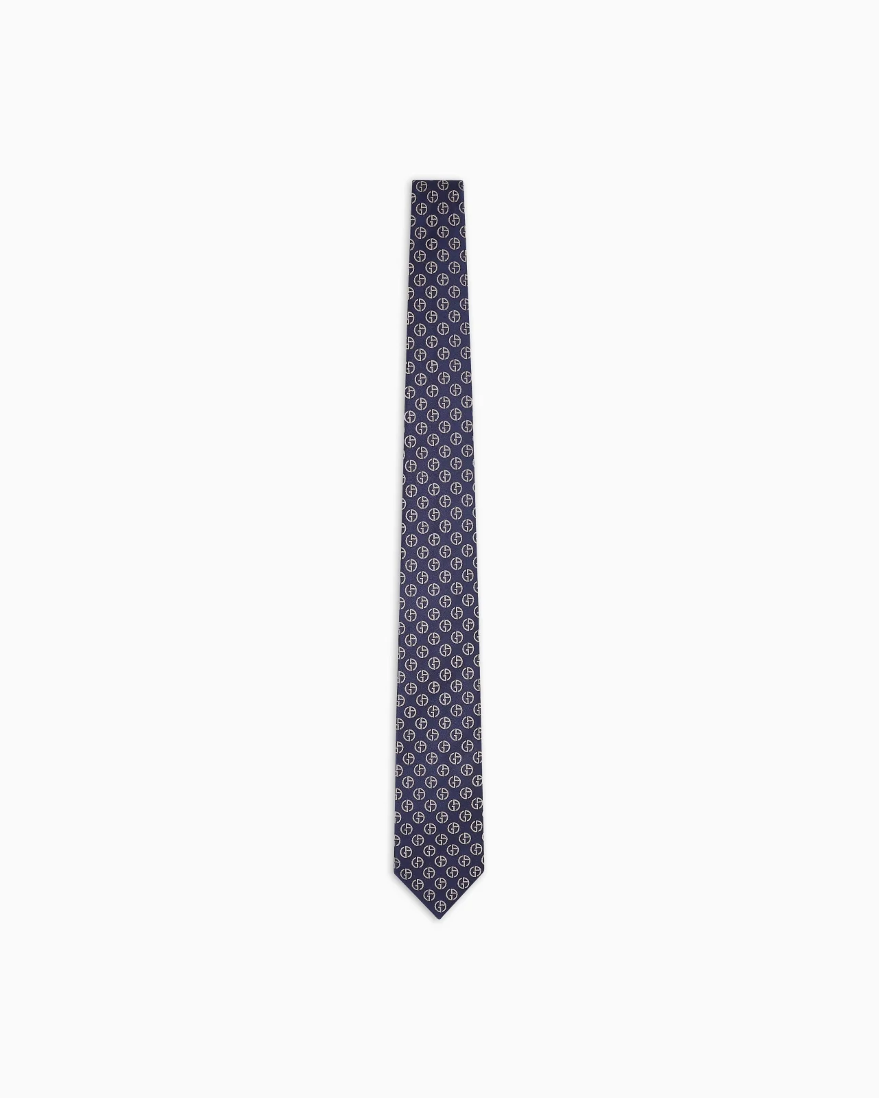 PURE SILK TIE WITH JACQUARD MONOGRAM - 1