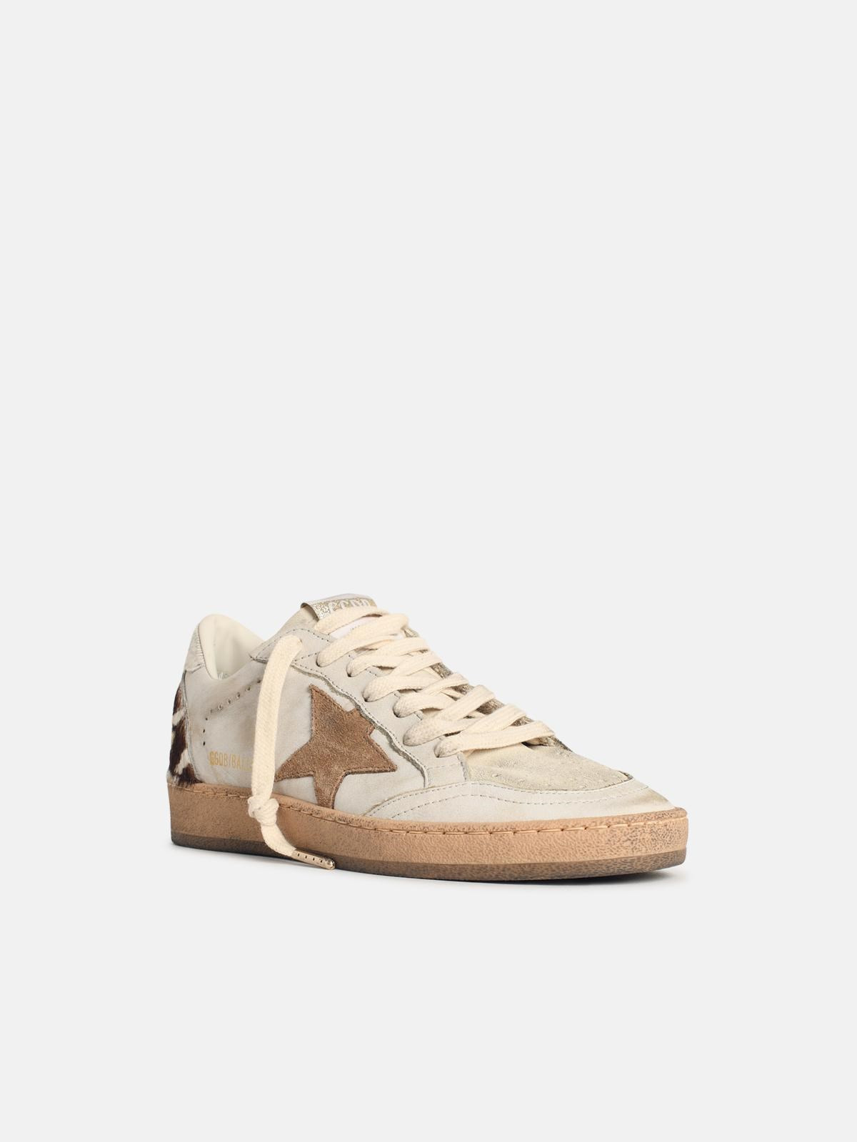 'BALL STAR' WHITE SUEDE AND PONY LEATHER SNEAKERS - 2