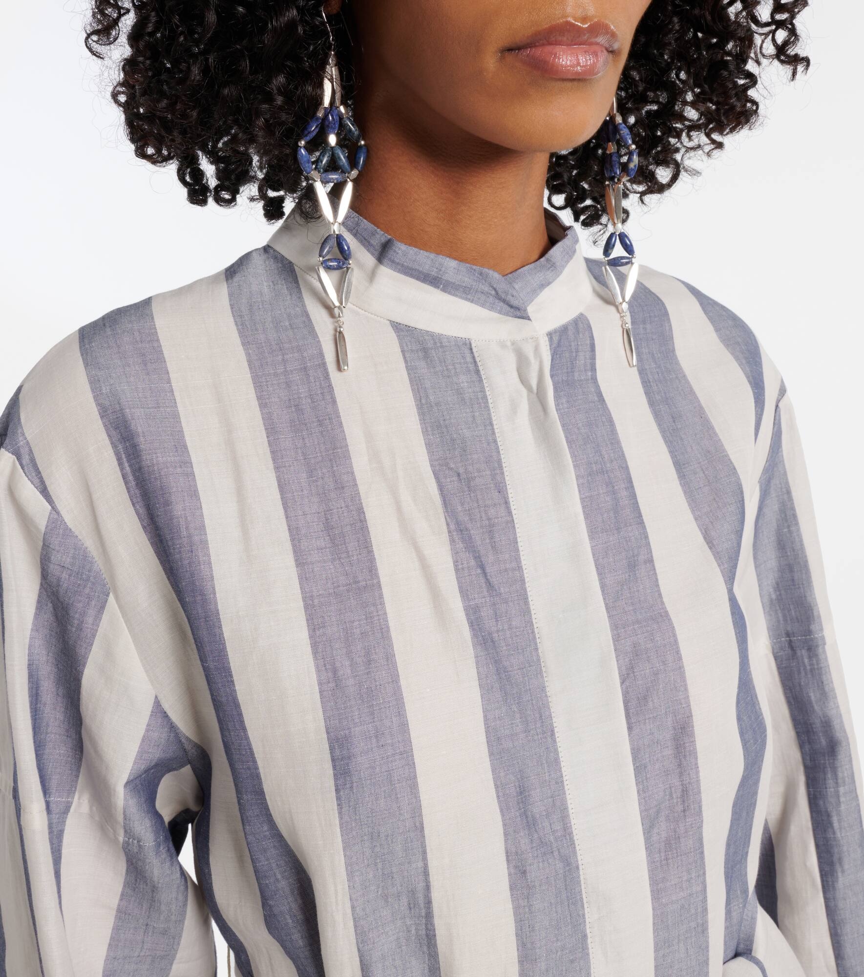 Rima striped ramie and cotton midi dress - 4
