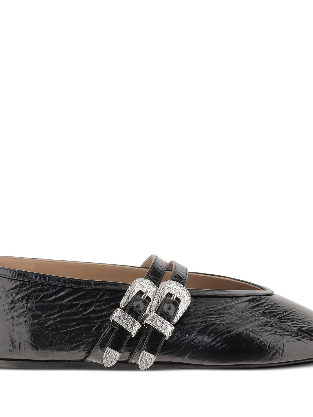 buckle-detail leather flats - 5