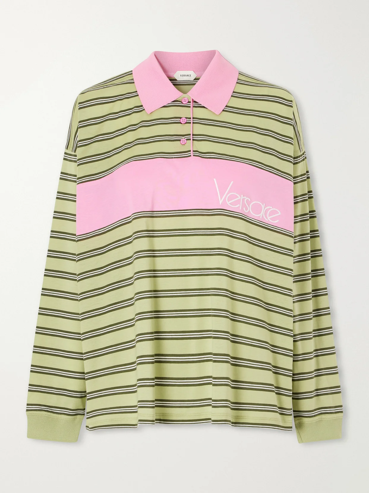 Logo-embroidered Striped Cotton-jersey Polo Shirt - 1