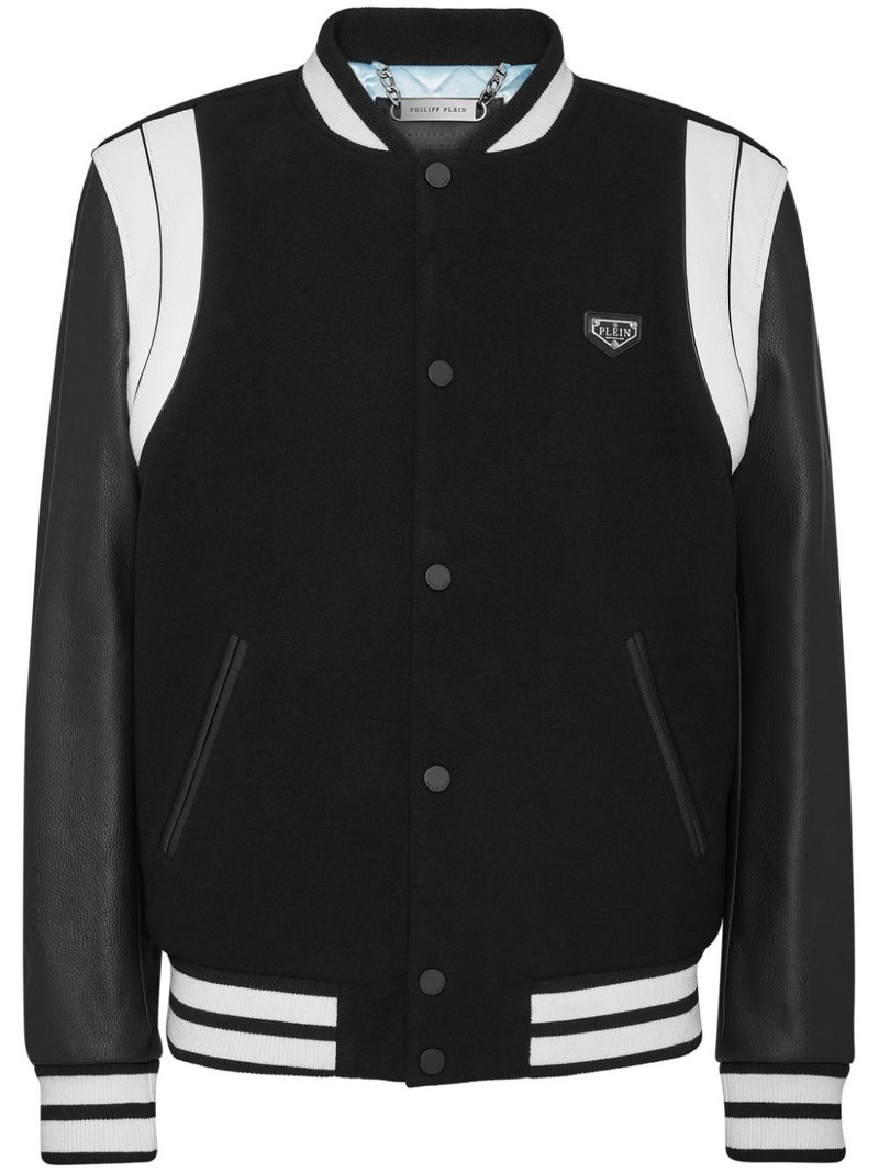 leather sleeves bomber jacket 1