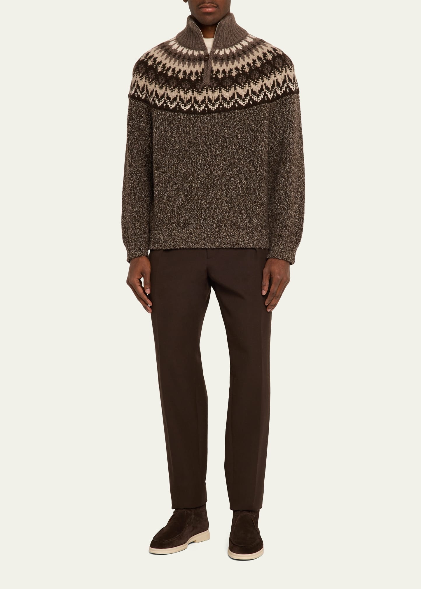 Men's Alpe Pile Cashmere and Silk Quarter-Zip Sweater - 2