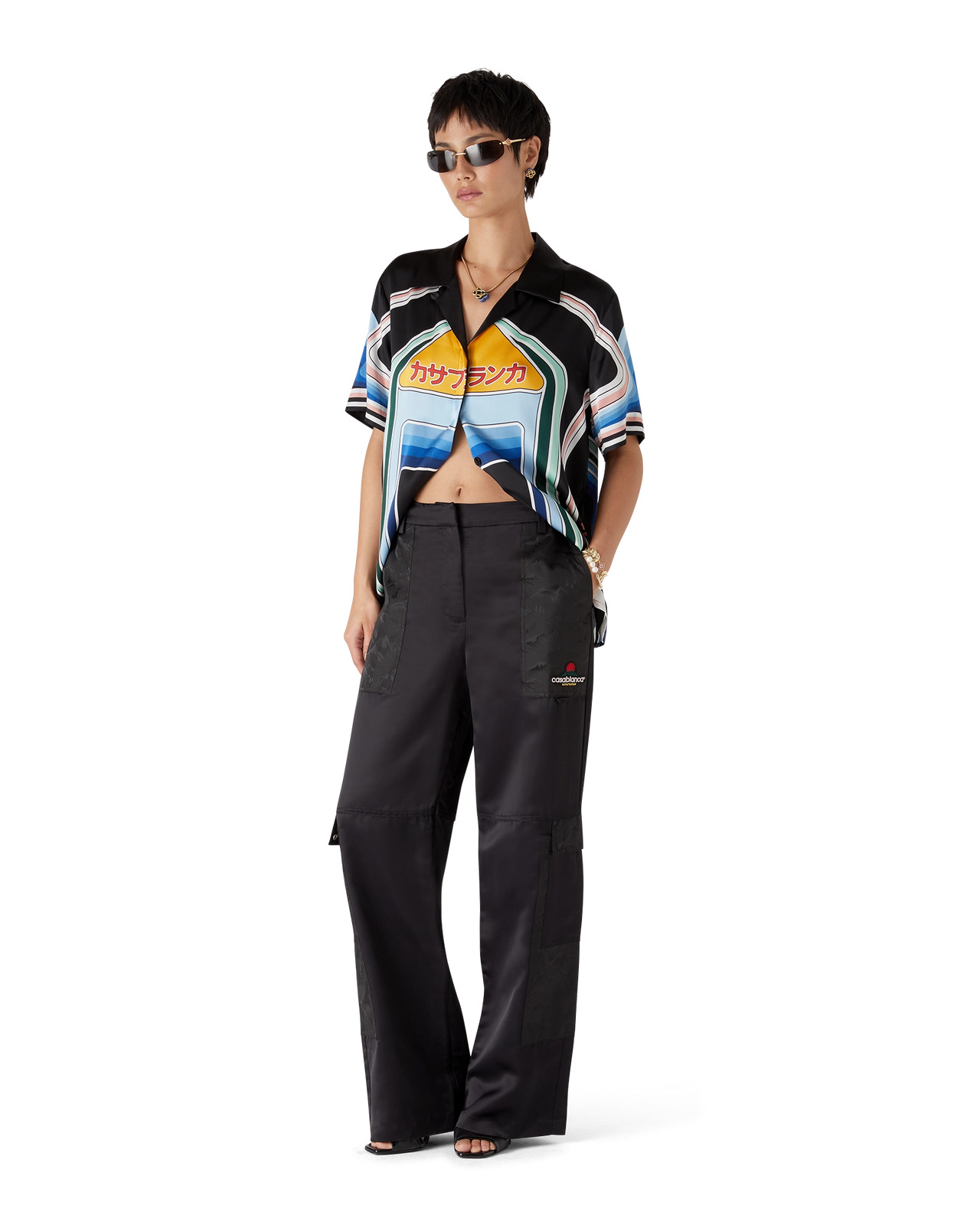 Nylon And Satin Mountain Camo Cargo Trousers - 3