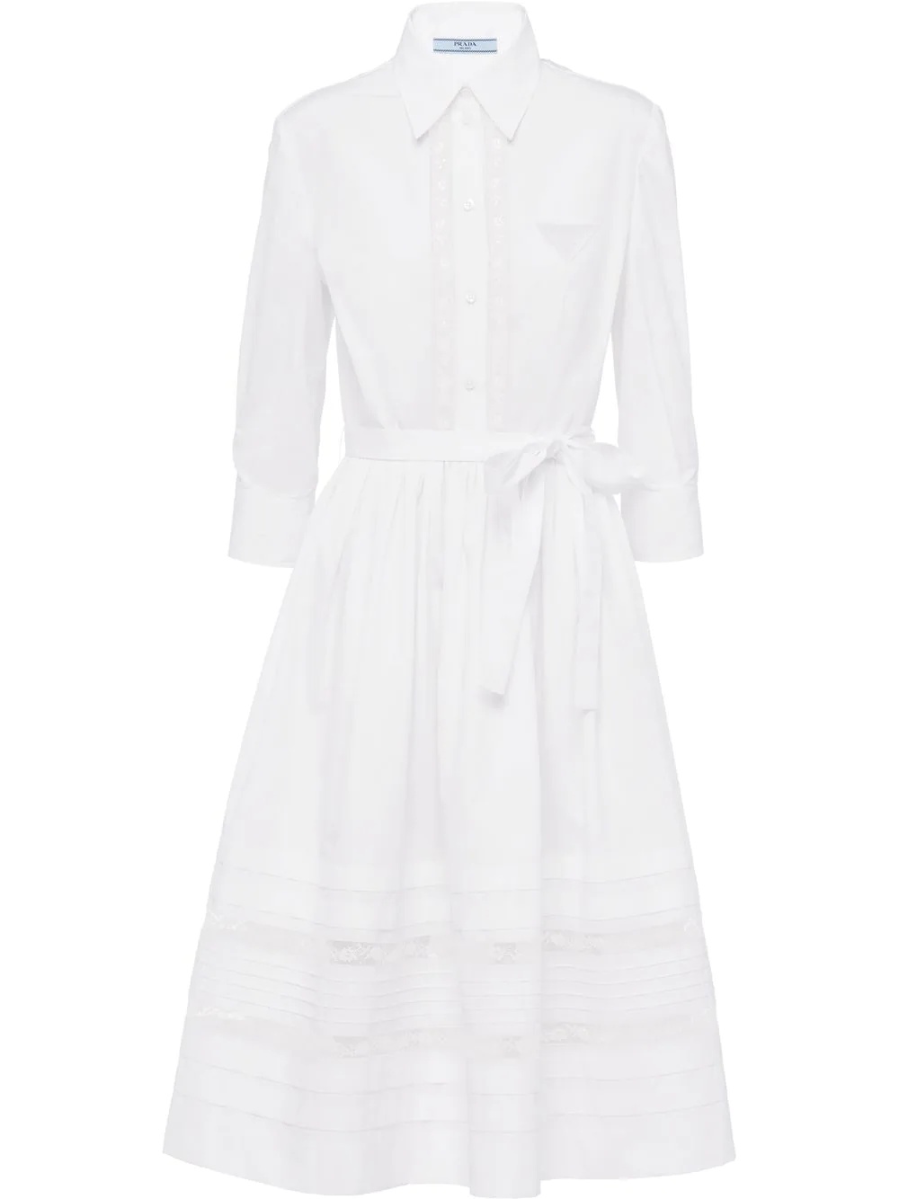 lace-detailed shirt dress - 1