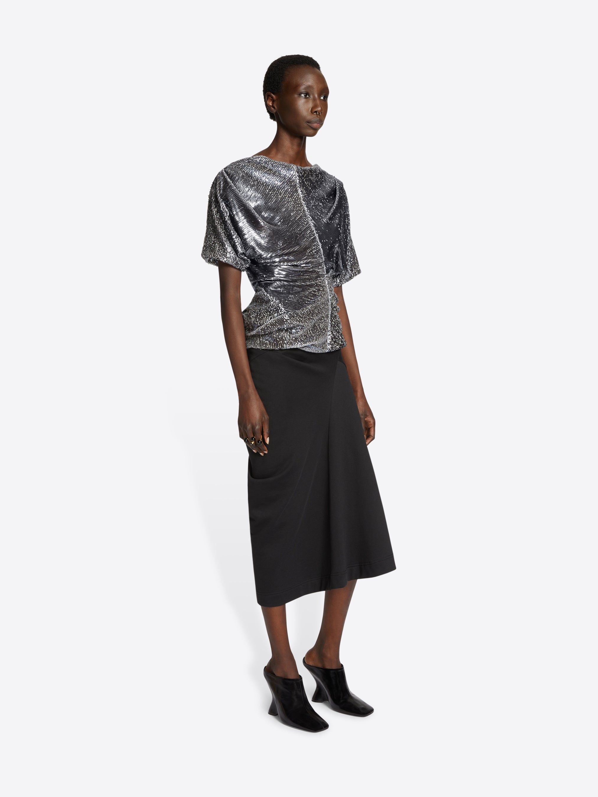 DRAPED COTTON SKIRT - 3