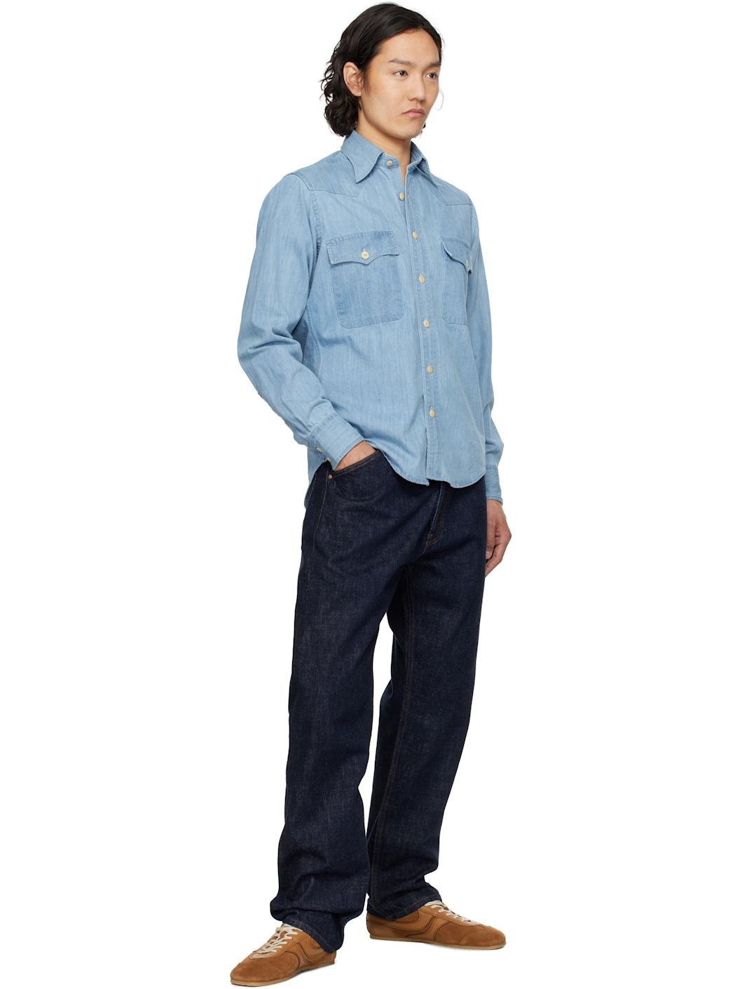 Indigo Two-Pocket Western Denim Shirt - 4
