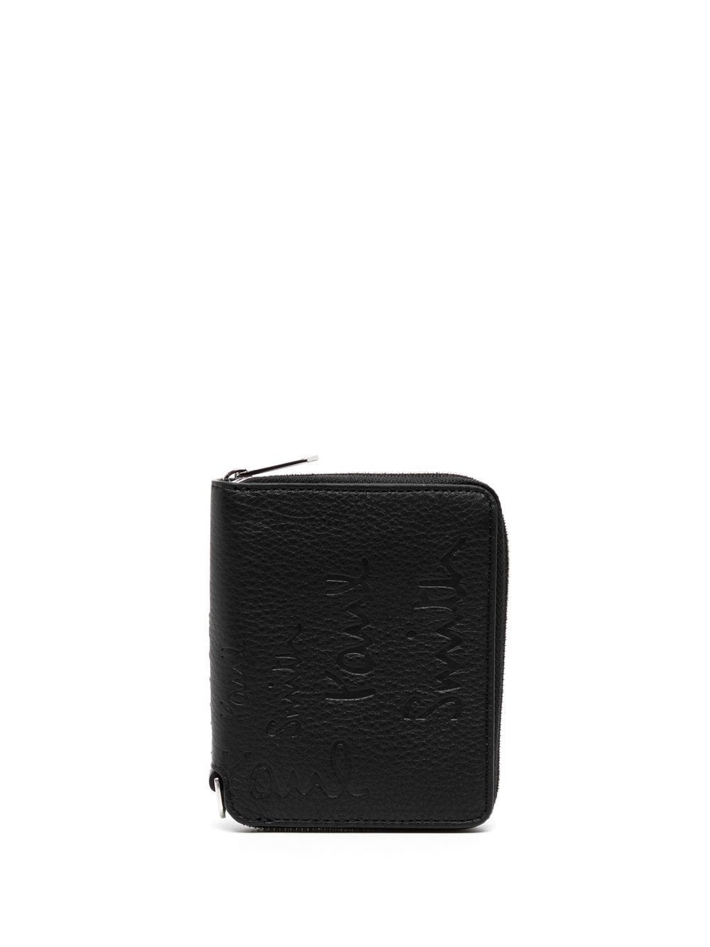 embossed-logo leather zip-around wallet - 1