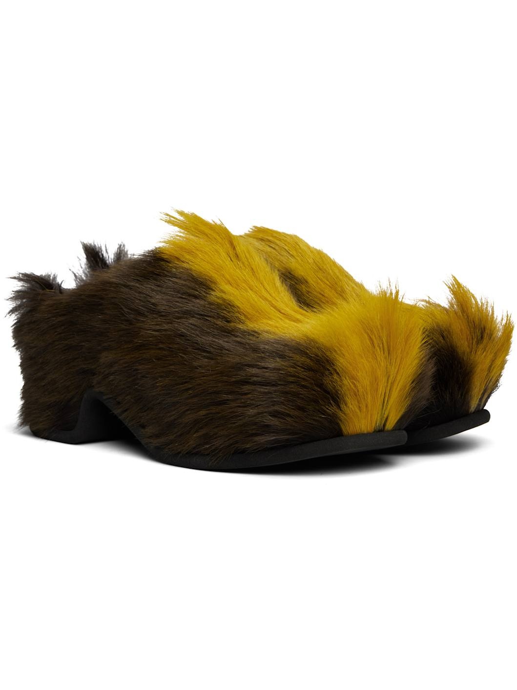 Brown & Yellow Platform Clogs - 4