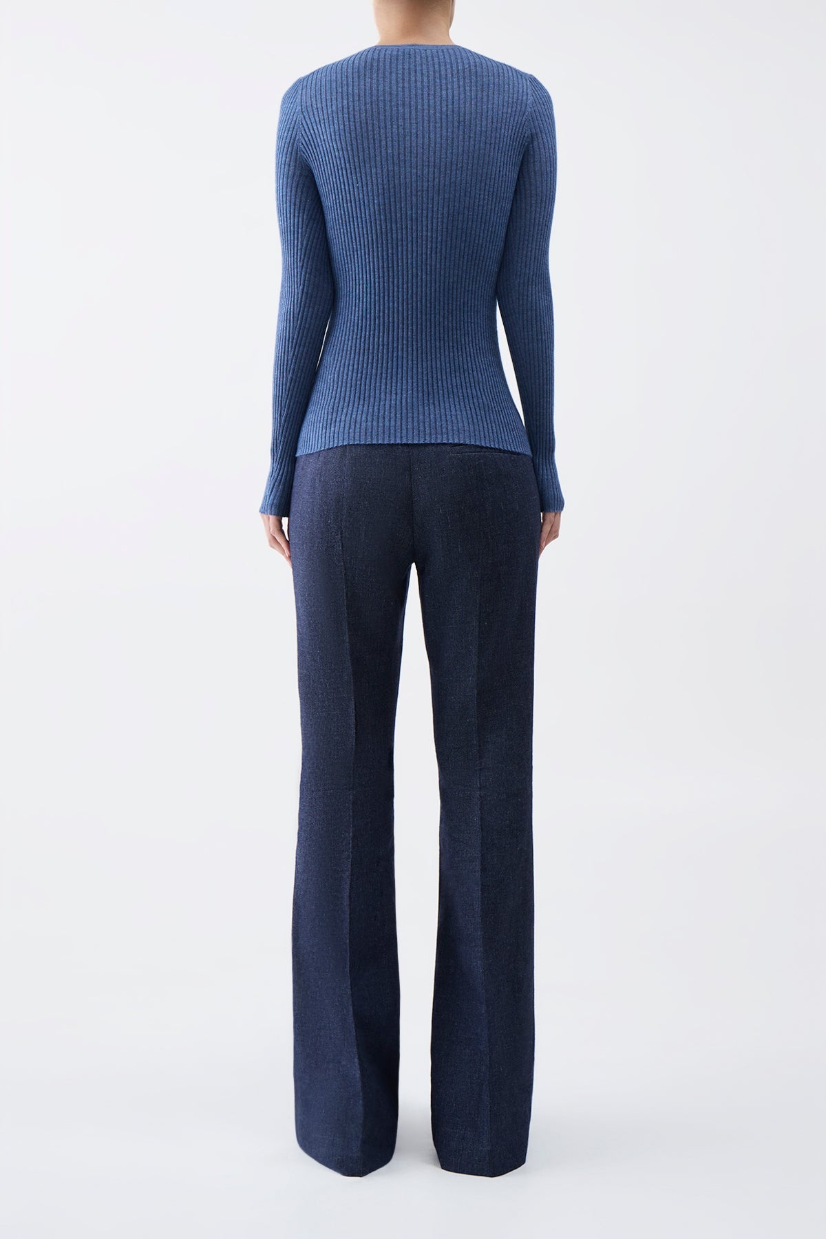 Browning Knit Sweater in Denim Blue Cashmere Silk - 4
