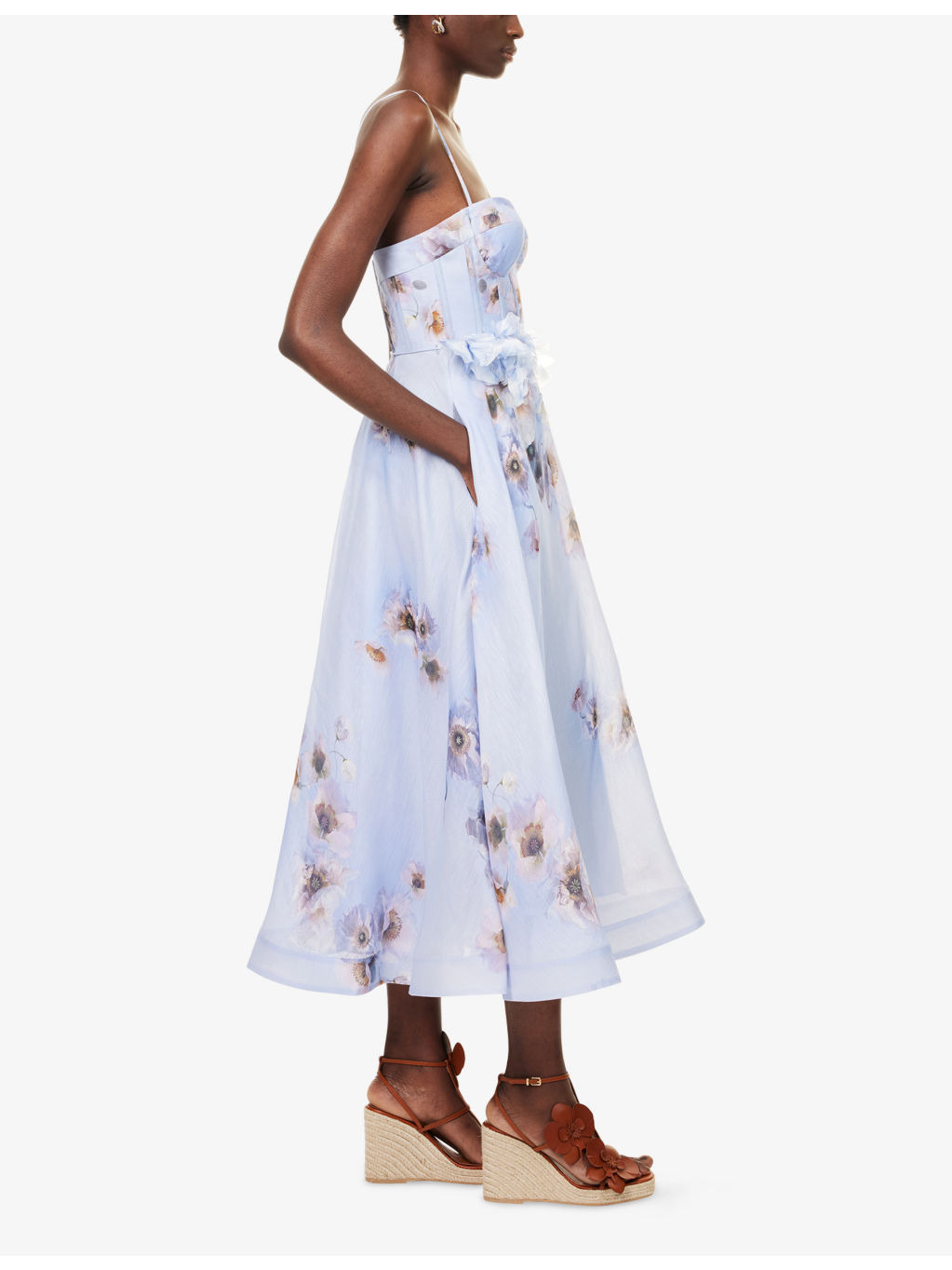 Hypnotic Bodice Linen And Silk Midi Dress - 3