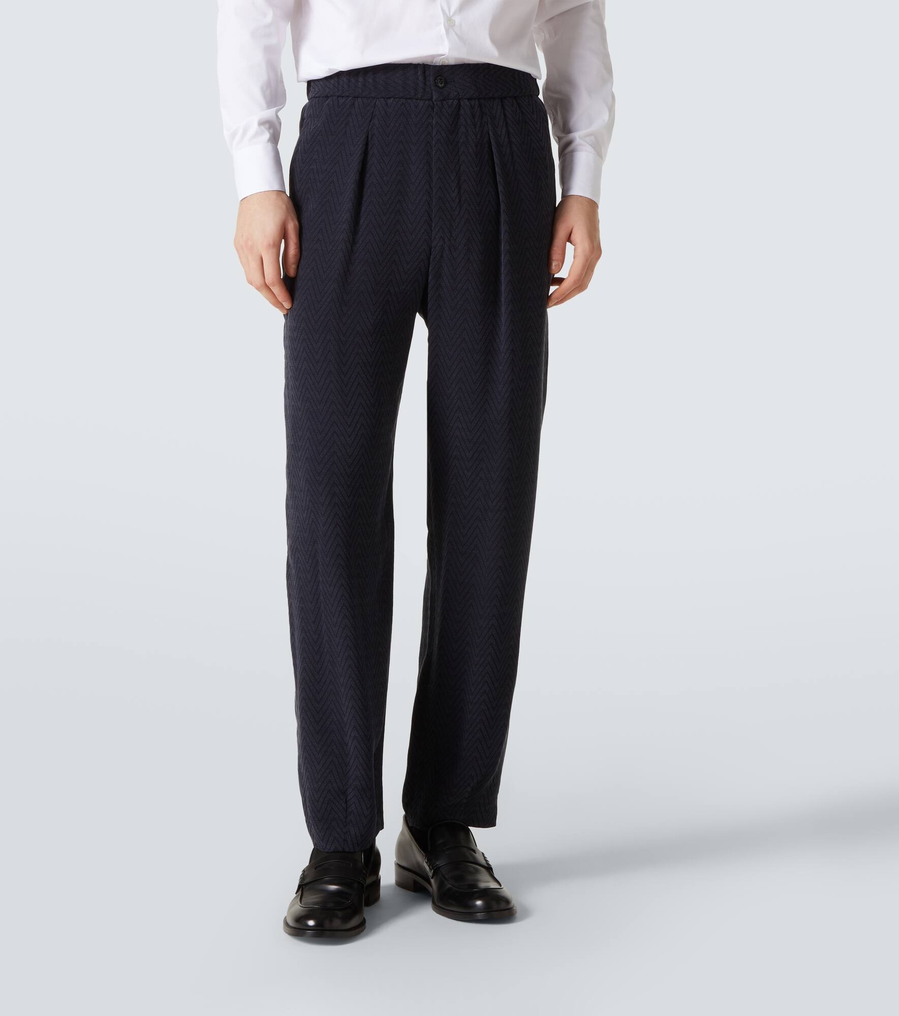 Chevron jacquard straight pants - 3