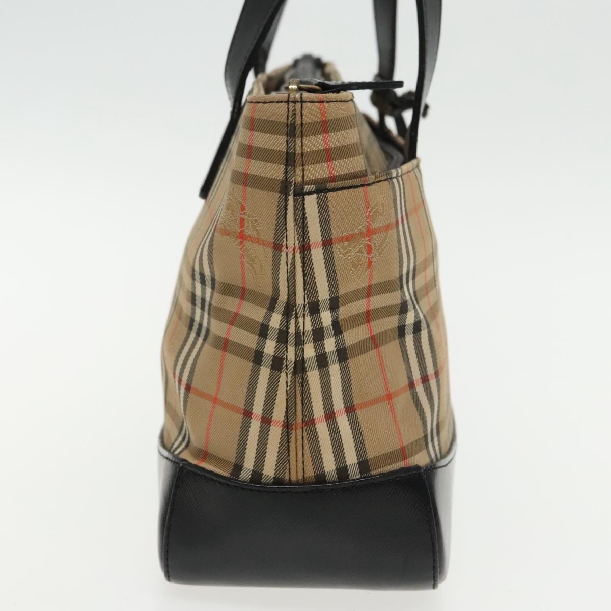 Burberry Nova Check Hand Bag Canvas Leather Beige Gold - 5