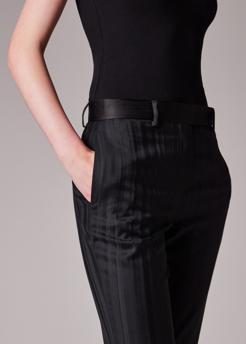 Women's Black 'Tonal Stripe' Tux Trousers 4