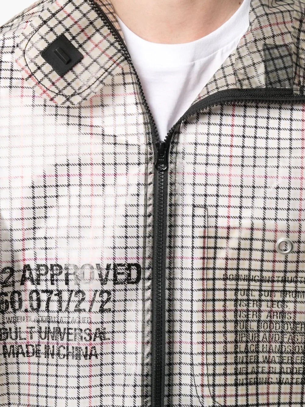 checked transparent parka - 5