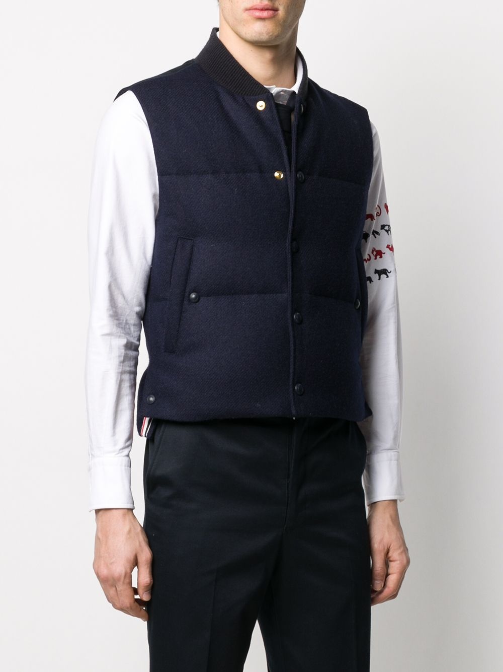 snap-button padded Shetland wool gilet - 3