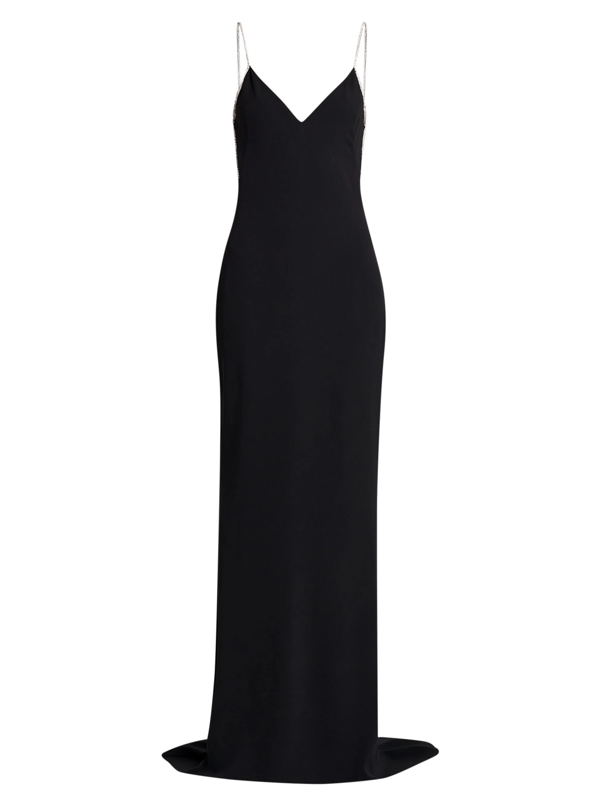 Women's V-Neck Open-Back Gown - Black Crystal - 1
