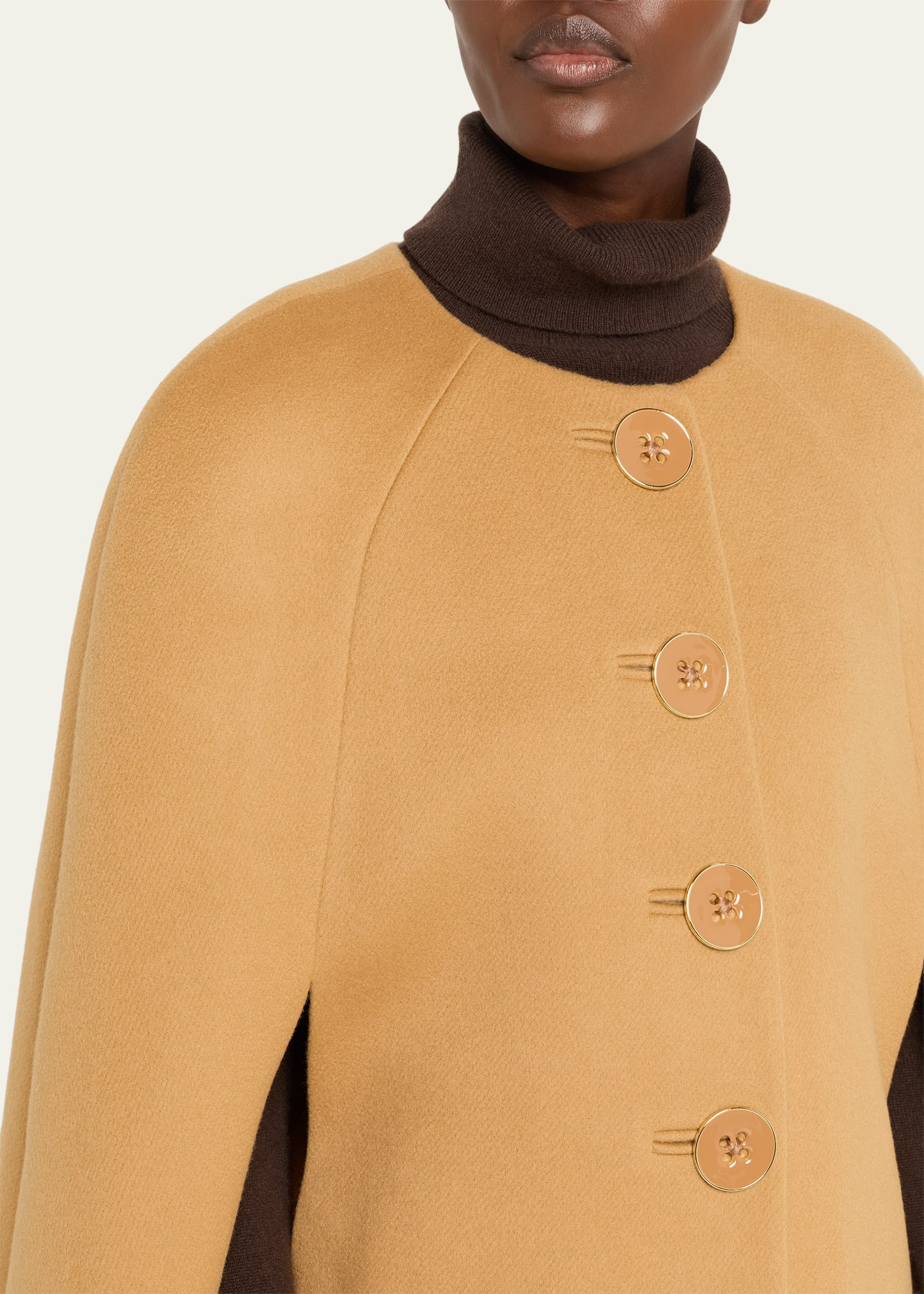 Button-Front Wool Cape - 5