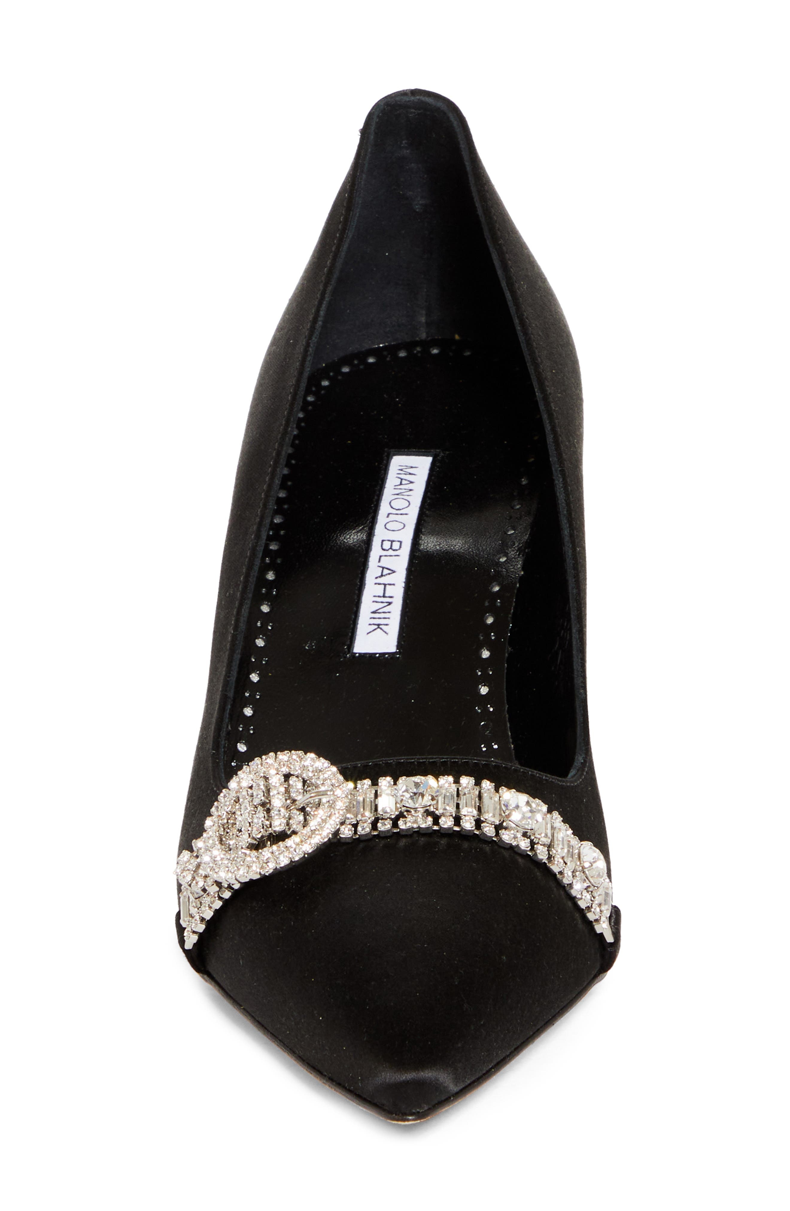 Manolo Blahnik Asapump Crystal Strap Pointed Toe Pump in Black at Nordstrom - 4