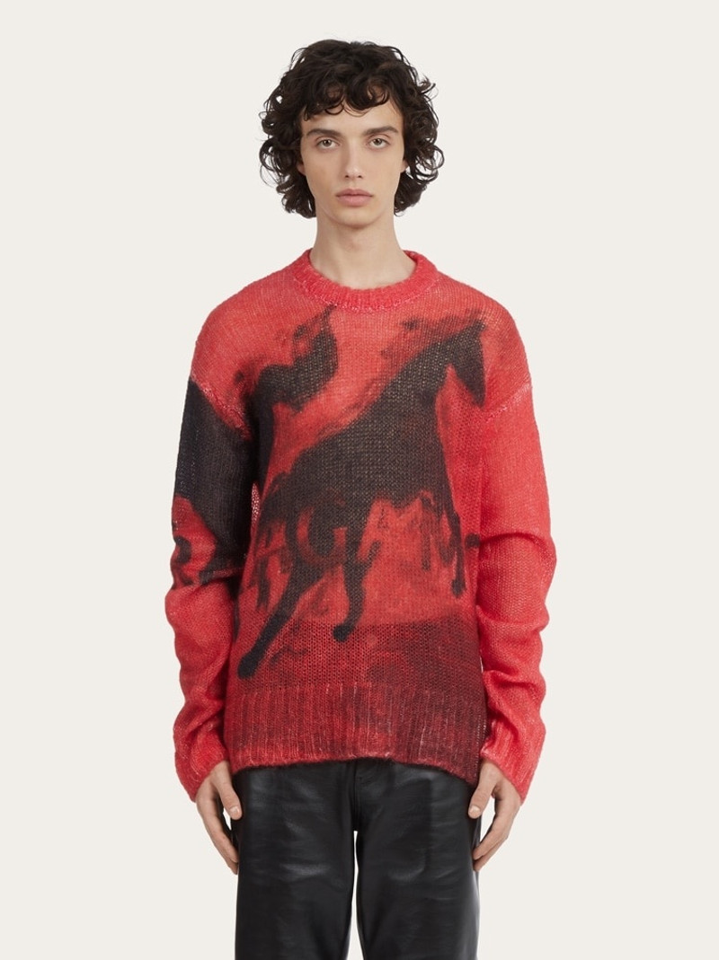 FERRAGAMO MUSTANG PRINT OVERSIZE SWEATER outlook