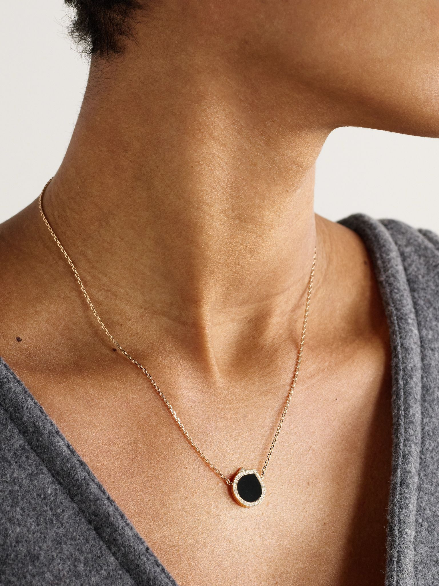 Antifer 18-karat rose gold, onyx and diamond necklace Black - 2