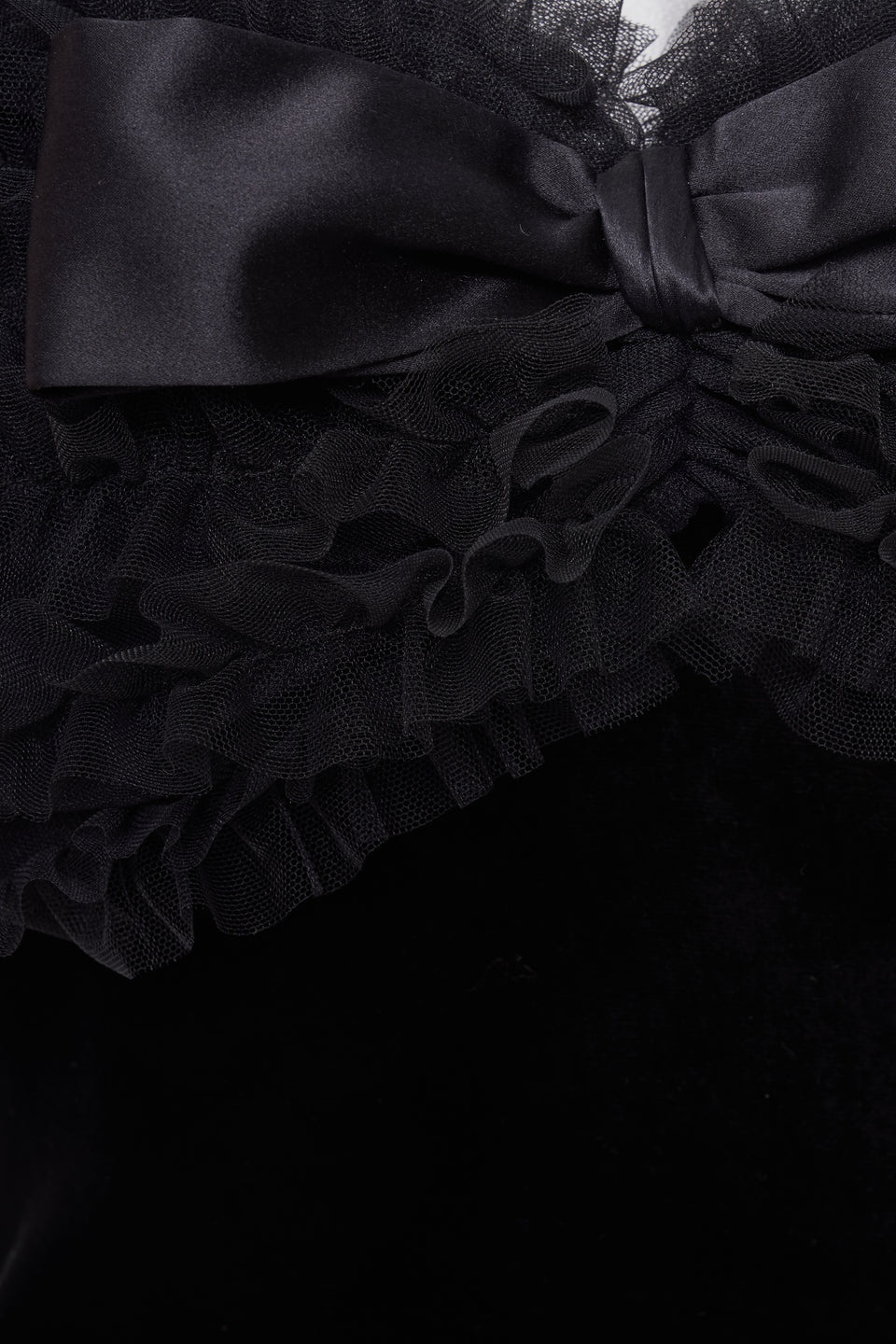VELVET OFF THE SHOULDER MINI DRESS W/ RUCHED TULLE - 3