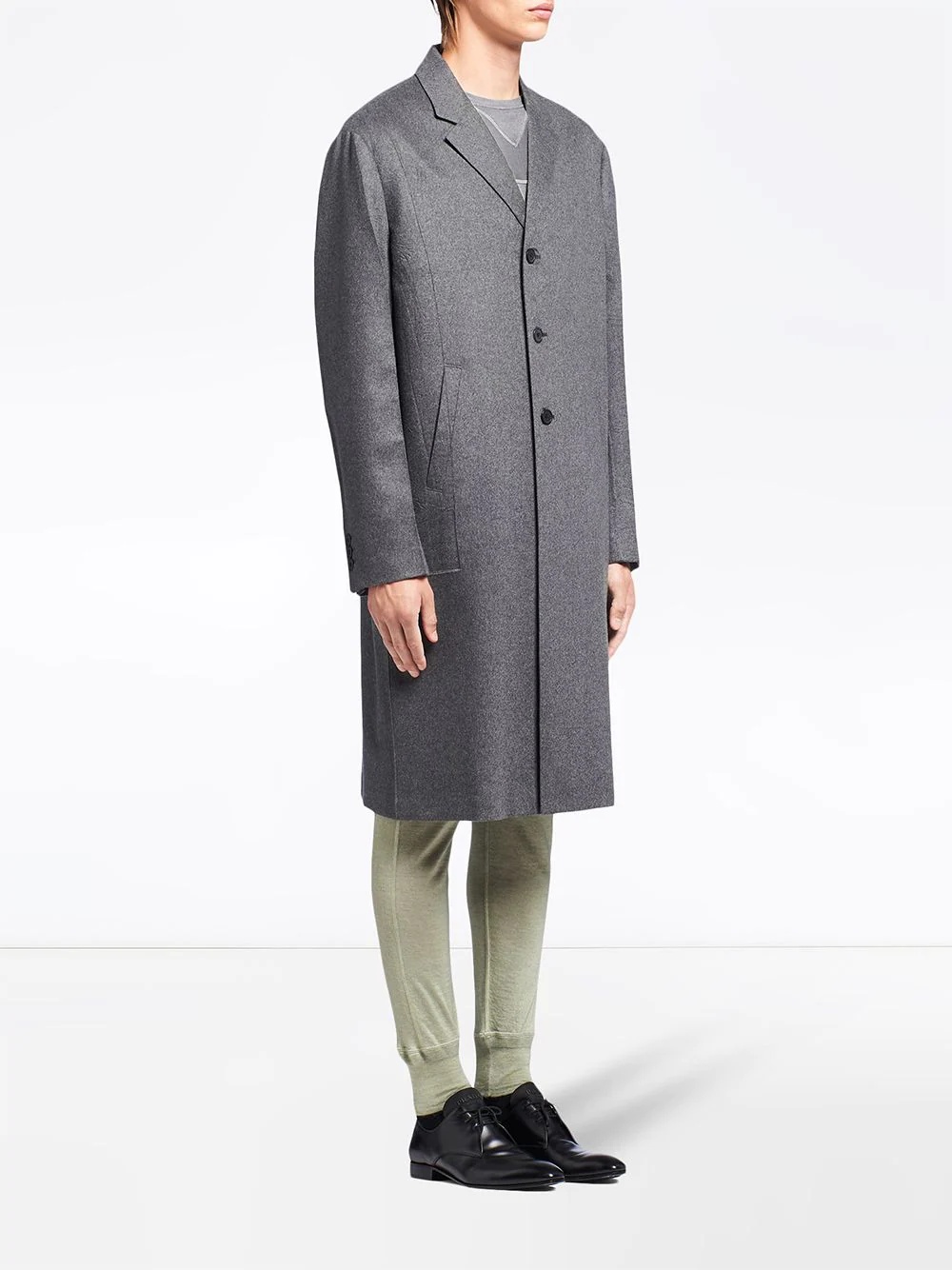 single-breasted cashmere coat - 3