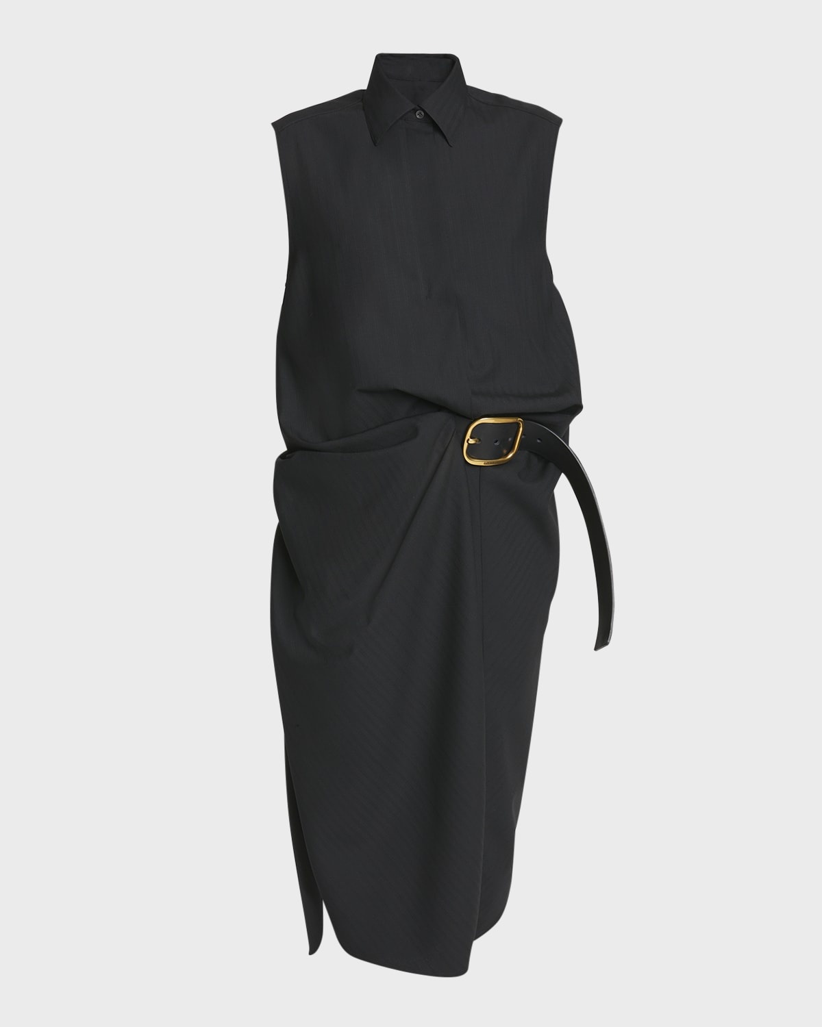 Belted Draped Midi Shirtdress - 1