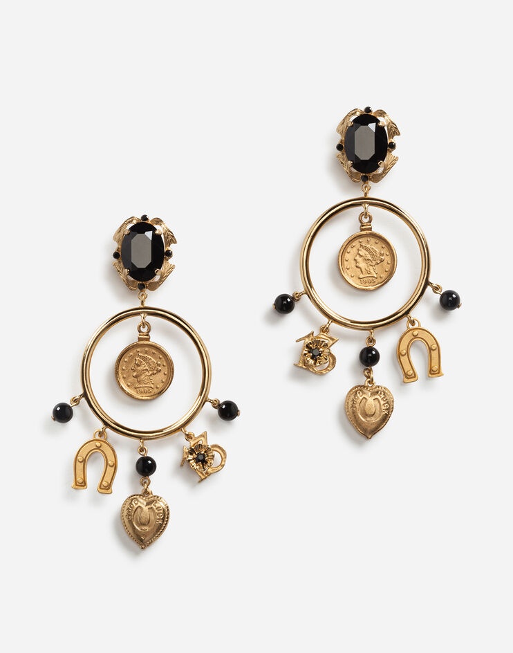 Drop earrings with decorative signature details - 1