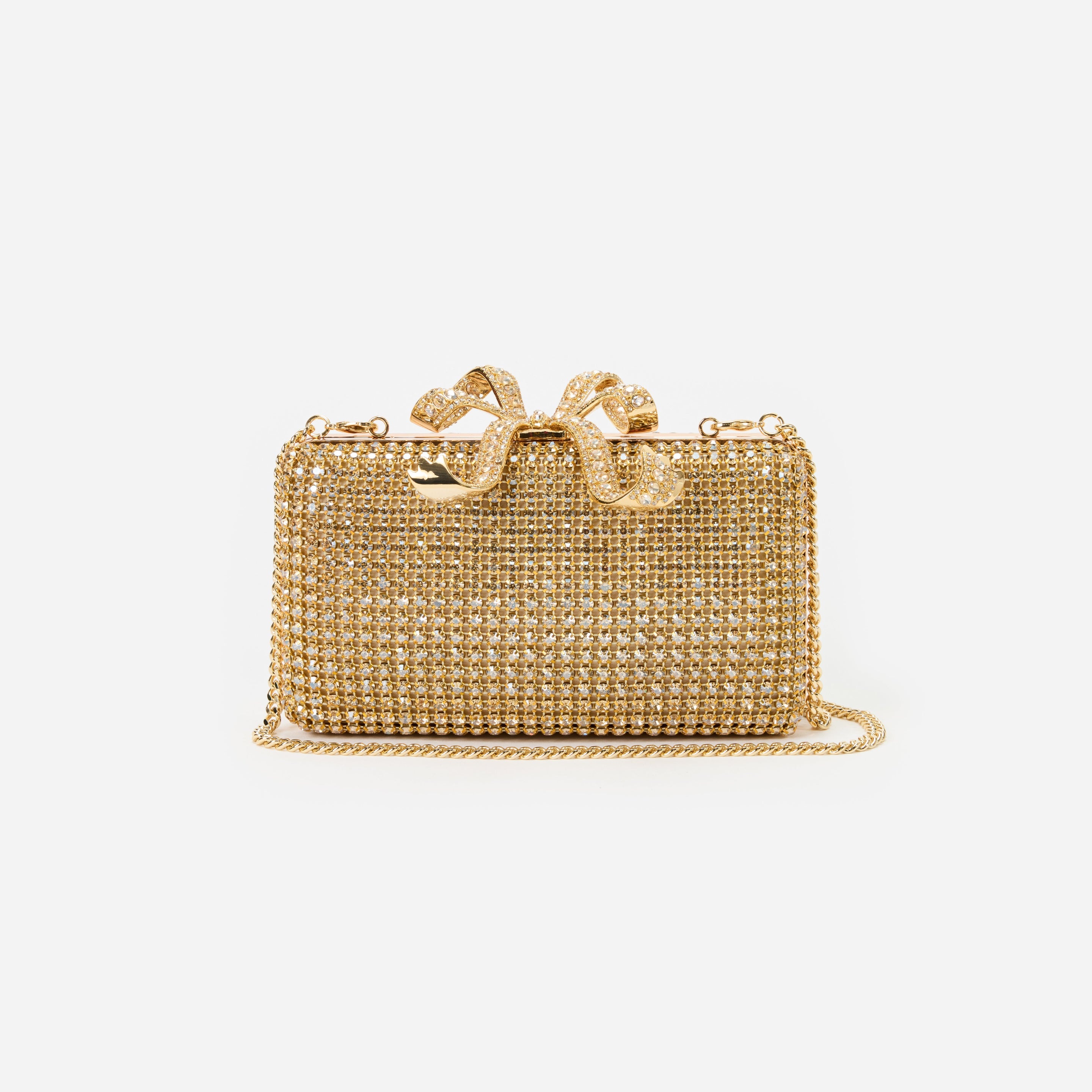 Gold Crystal Box Clutch - 4