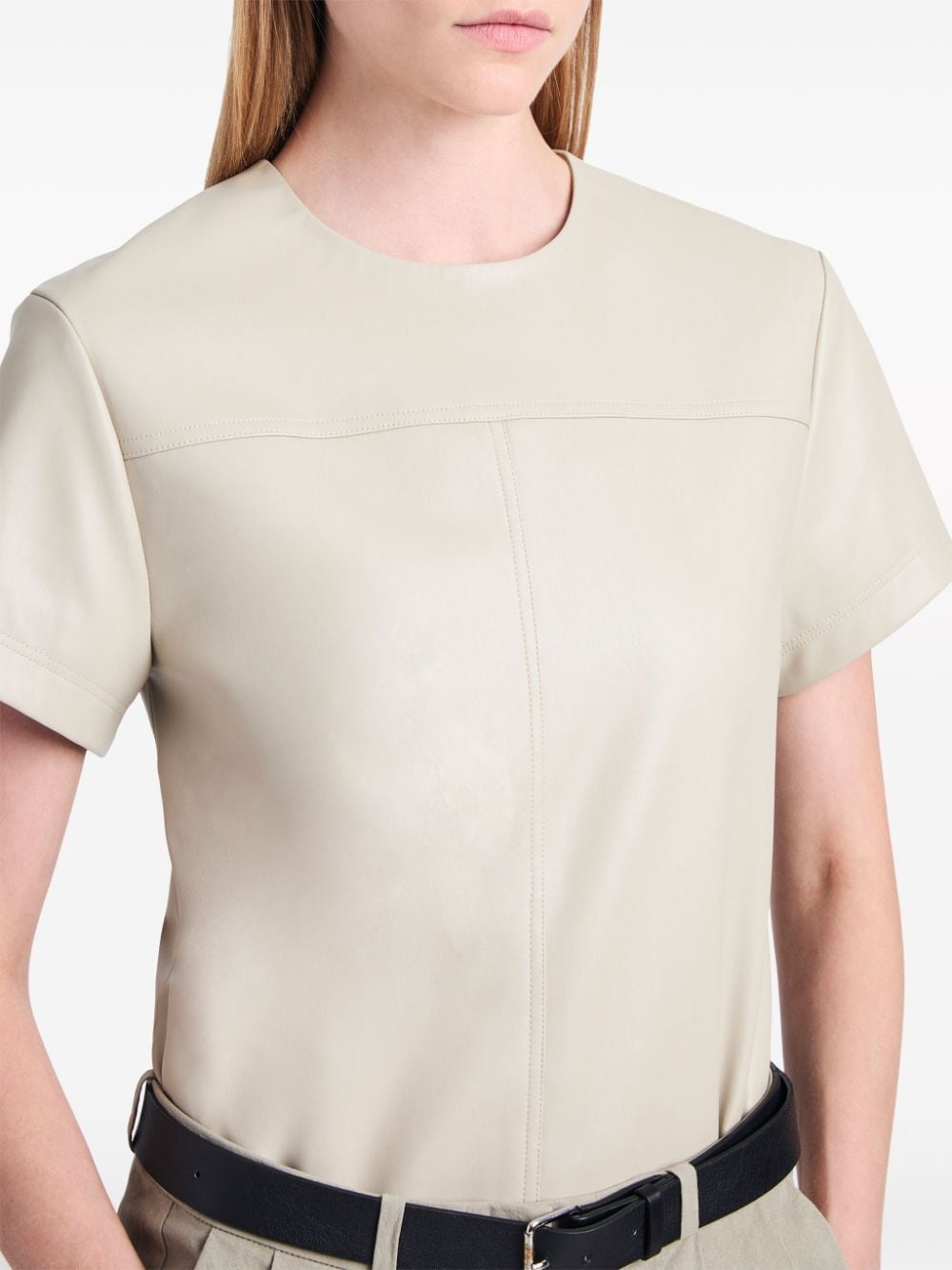 Tessa faux-leather T-shirt - 5