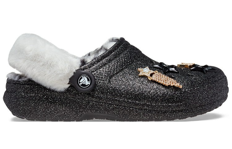 Crocs Disco Classic Lined Disco Glitter Clogs 'Black White' 208075-0ZS - 3