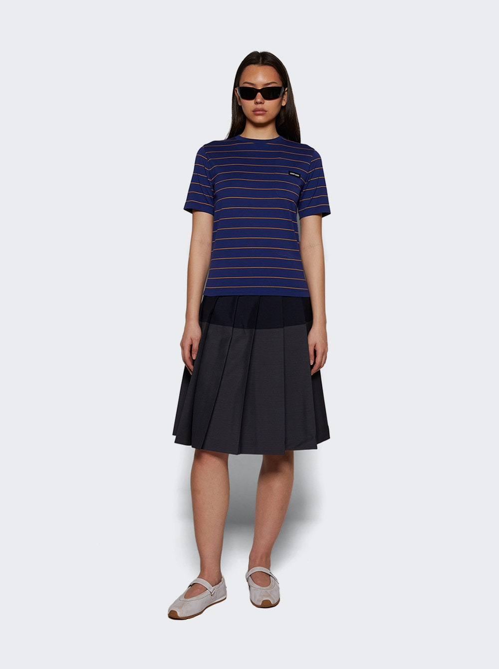Bicolore Skirt Hematite And Navy - 5