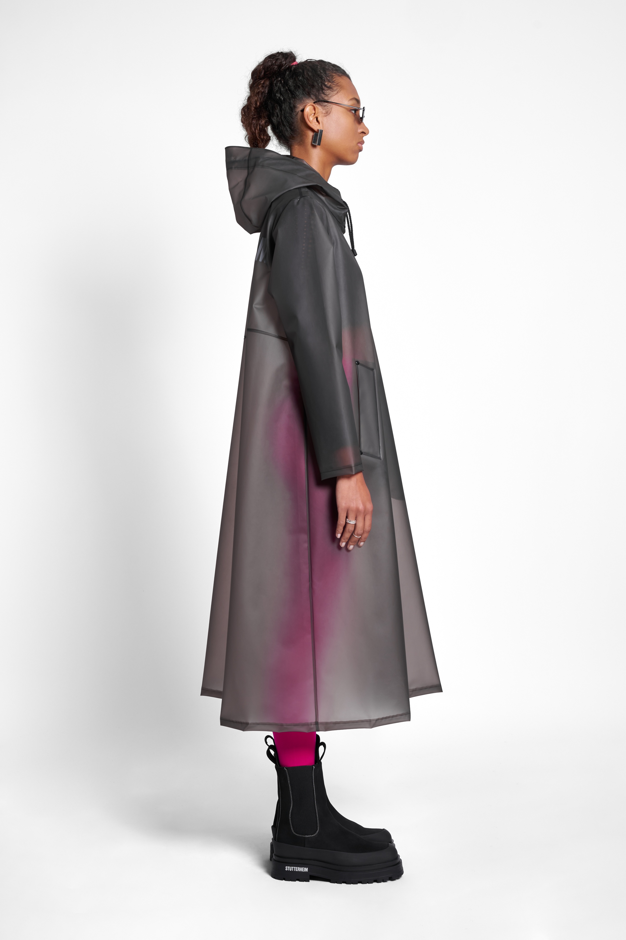 Mosebacke Long Print Raincoat Smoke - 1