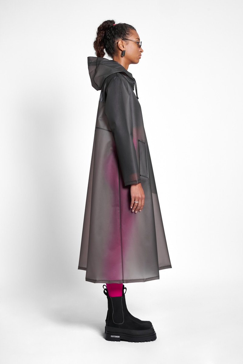 Mosebacke Long Print Raincoat Smoke 1