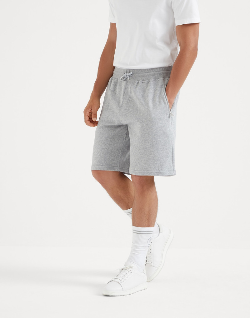 Cotton, cashmere and silk French terry double cloth Bermuda shorts - 1