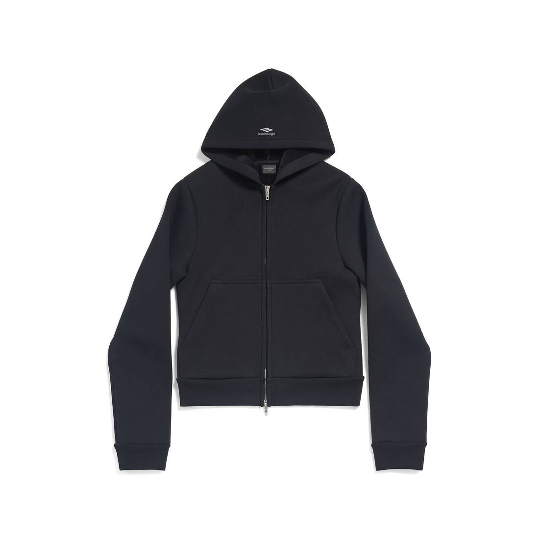 Zip-up Hoodie Fitted in Black - 1