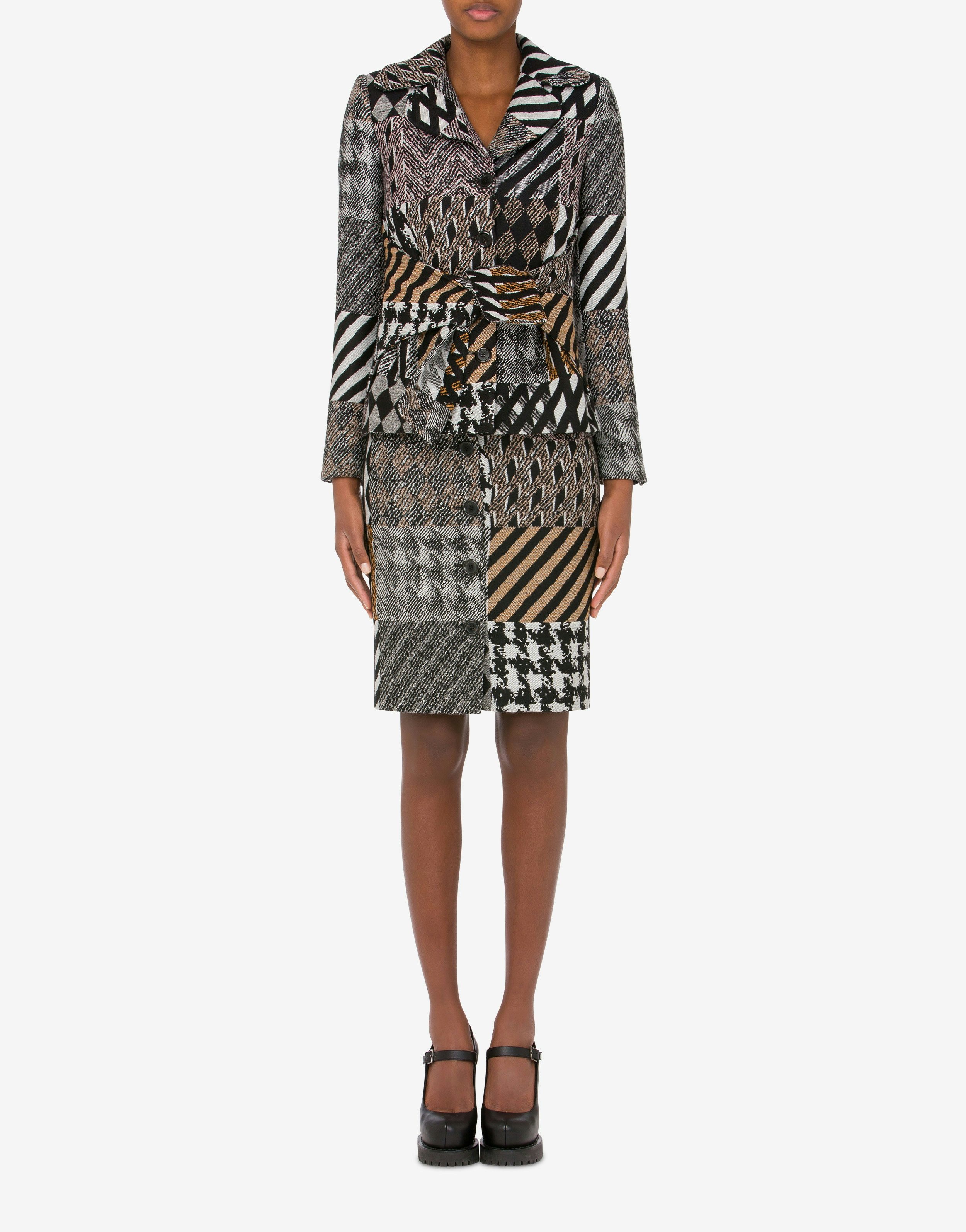PATCHWORK JACQUARD WOOL BLEND JACKET - 2