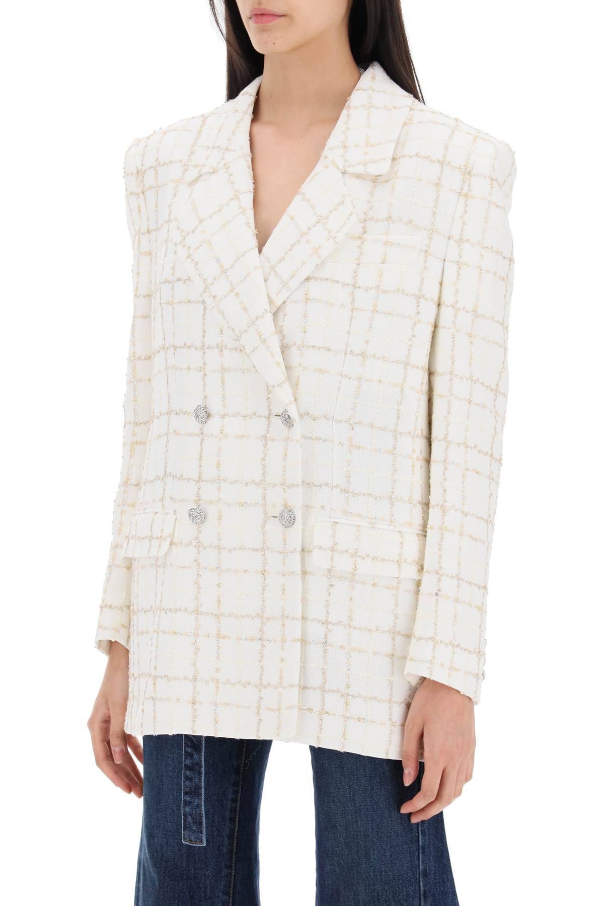 Alessandra Rich Oversized Tweed Jacket With Plaid Pattern - 5