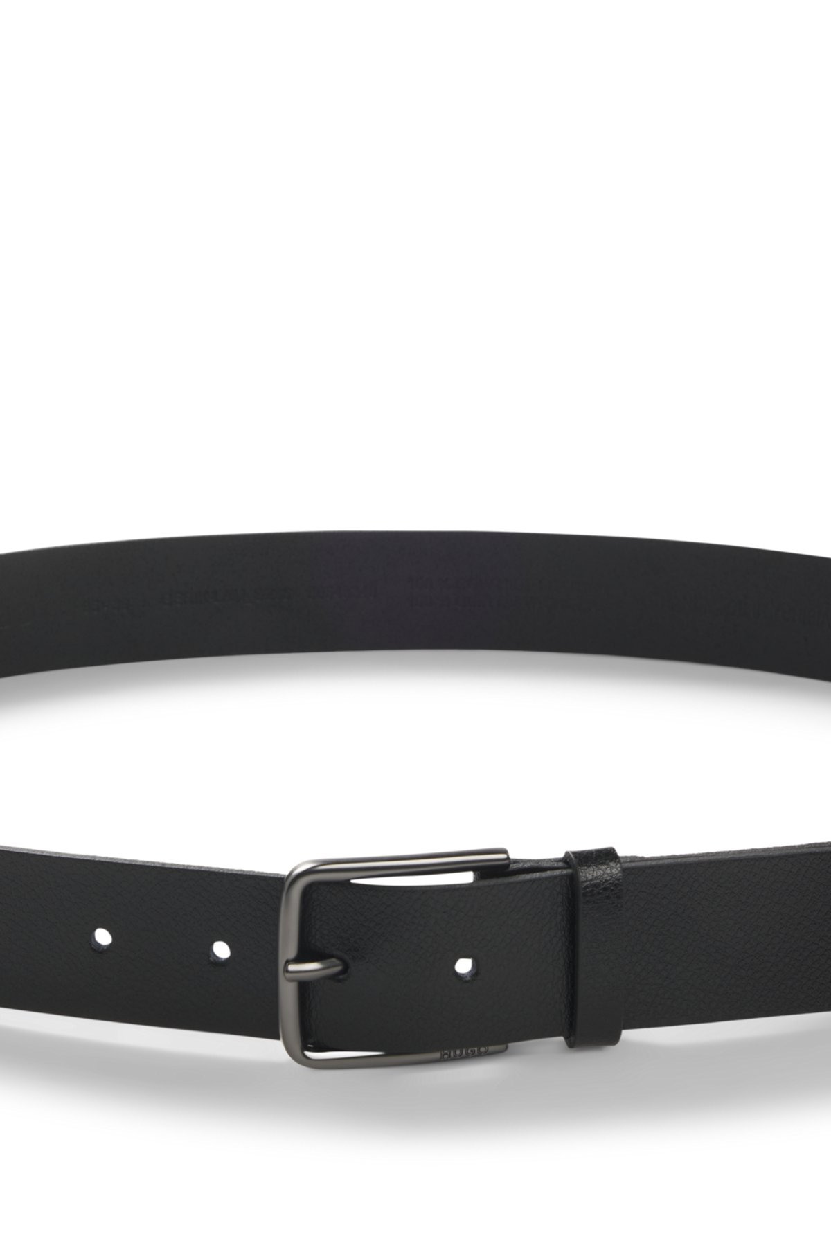 LEATHER BELT WITH BRUSHED-GUNMETAL BUCKLE - 4