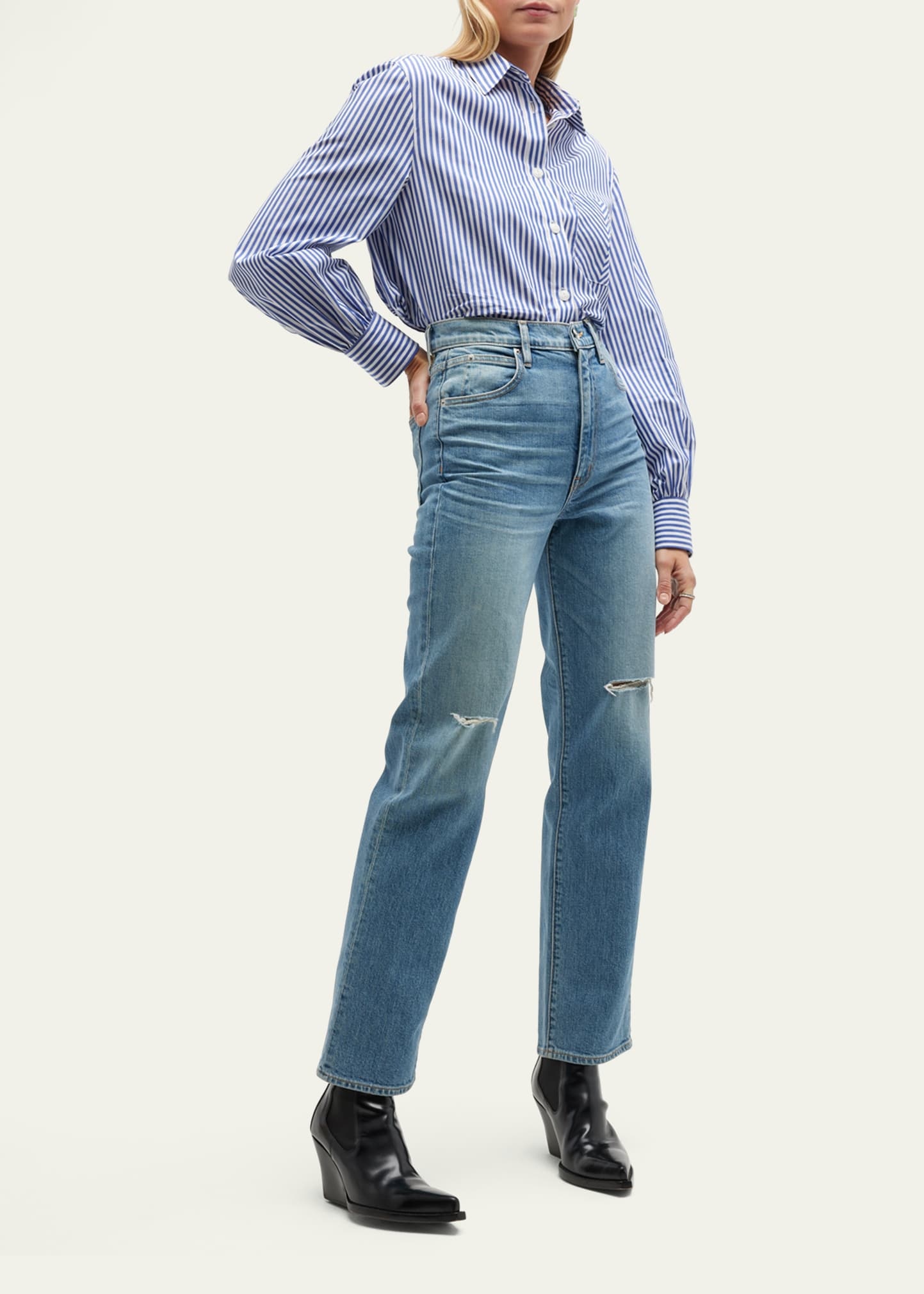 Maxine Striped Button-Front Shirt - 6
