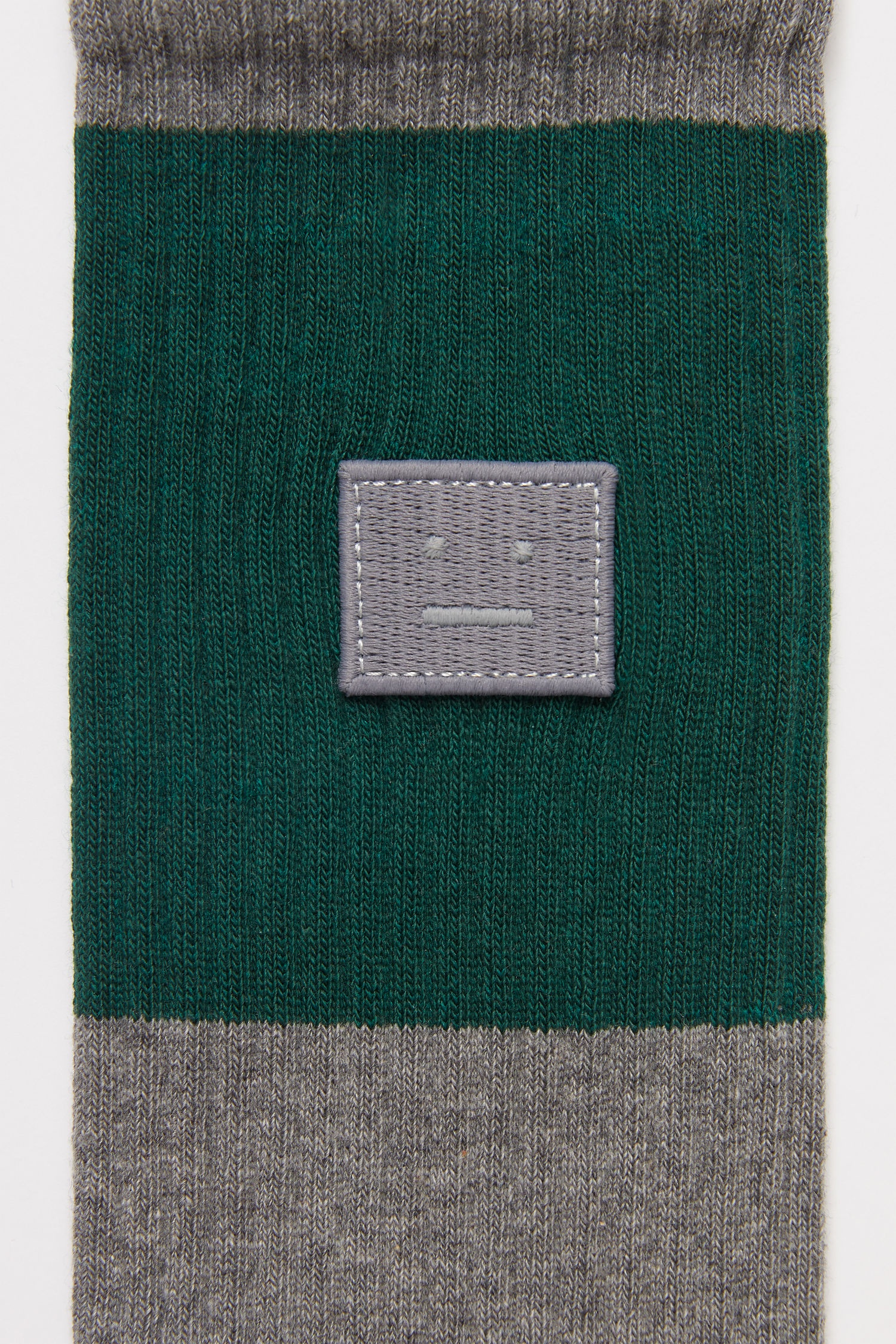 Face patch striped socks grey melange/forest green - 3