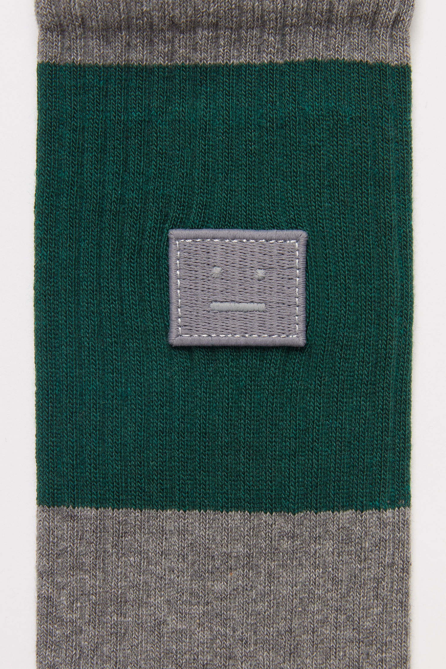 Face patch striped socks grey melange/forest green - 3