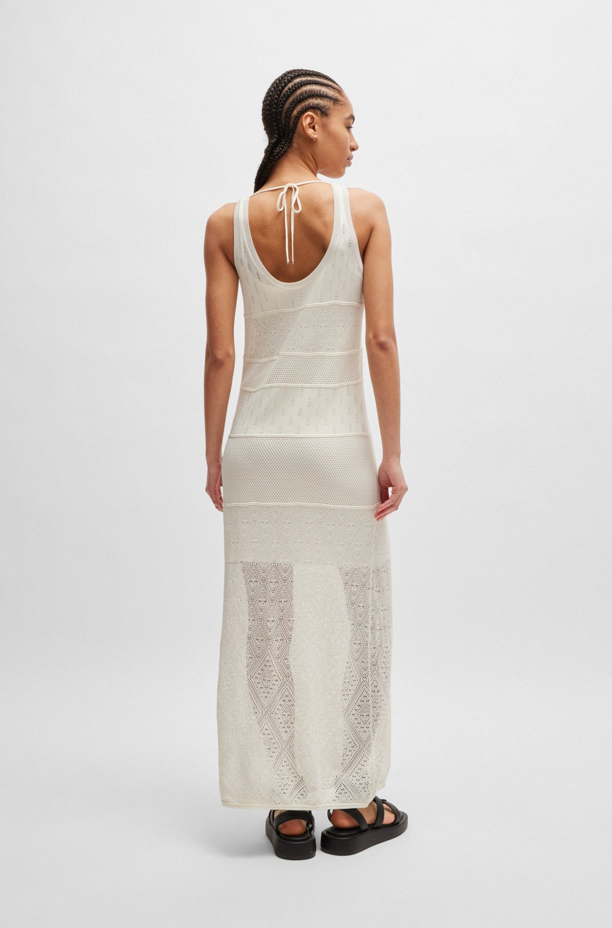 KNITTED DRESS IN MIDI LENGTH WITH MIXED STRUCTURES - 5