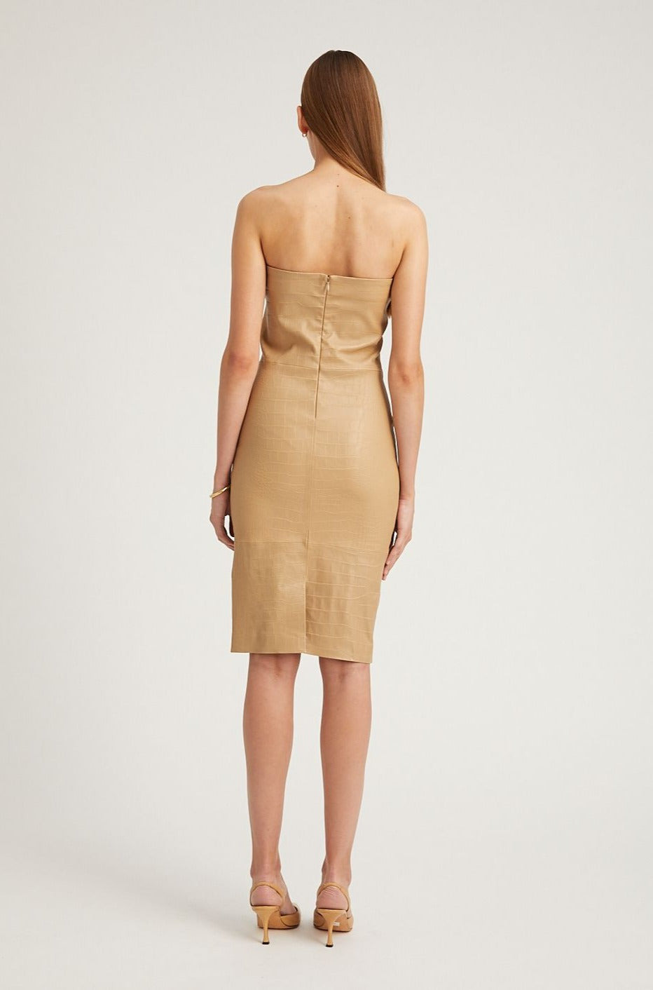 SAHARA EMBOSSED LEATHER PENCIL DRESS - 3