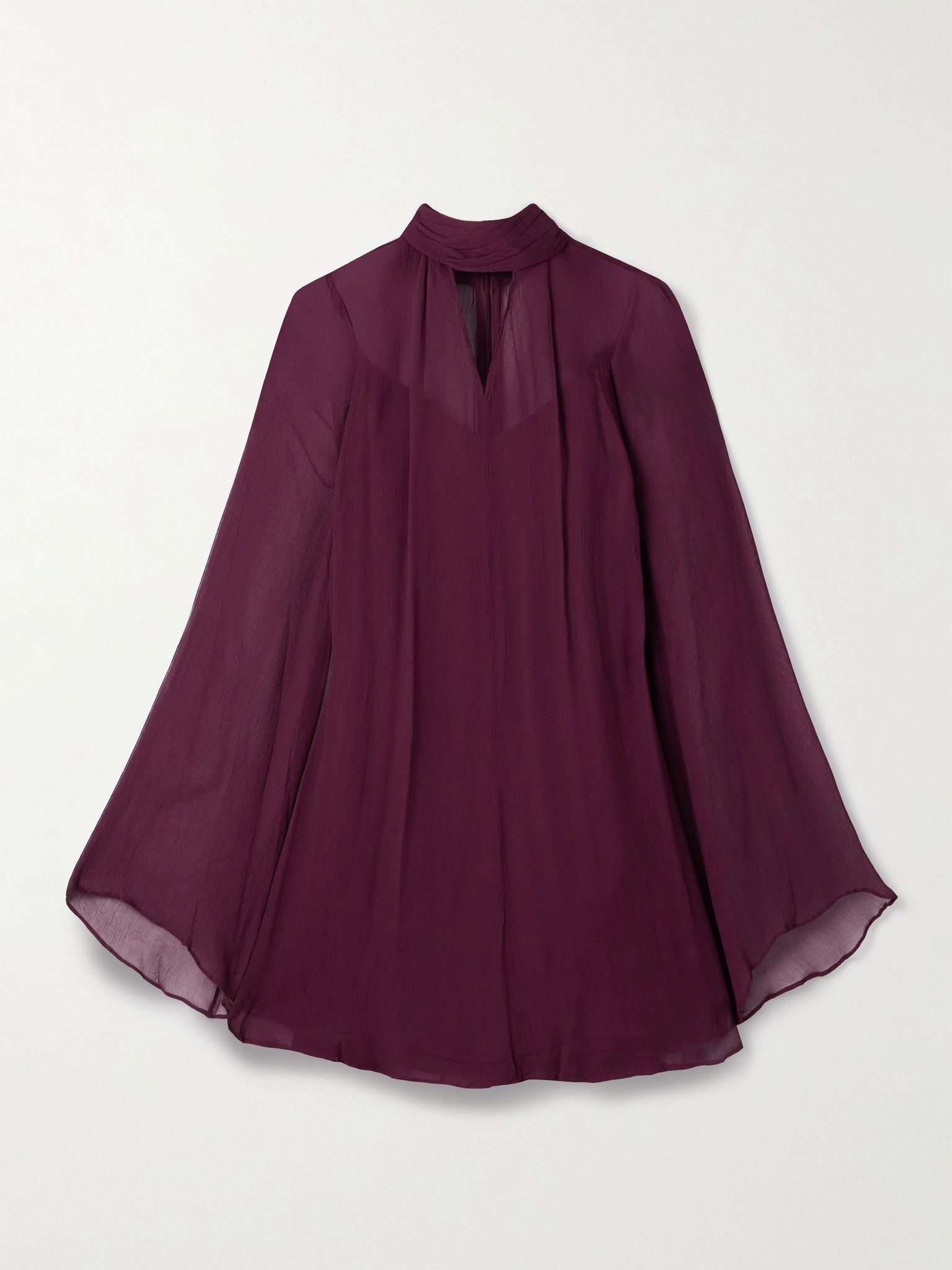 Esther cutout crepon turtleneck mini dress Burgundy - 1