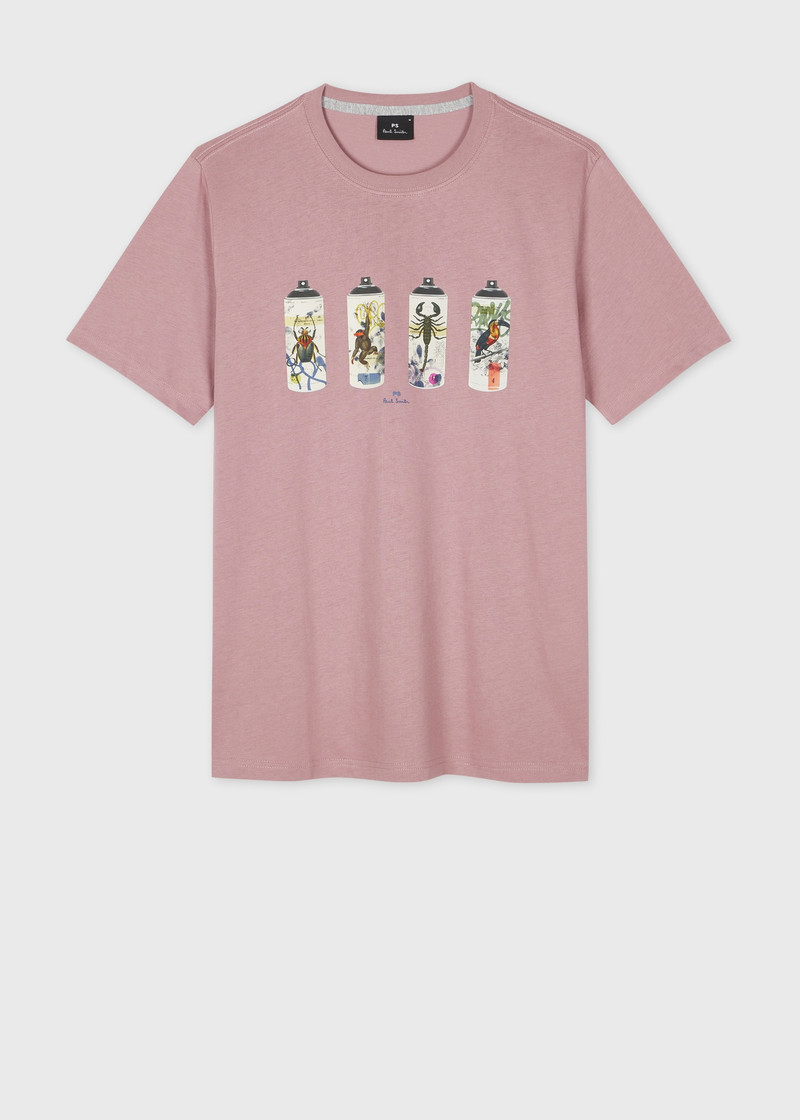 Dusky Pink 'Spray Cans' Print T-Shirt 1